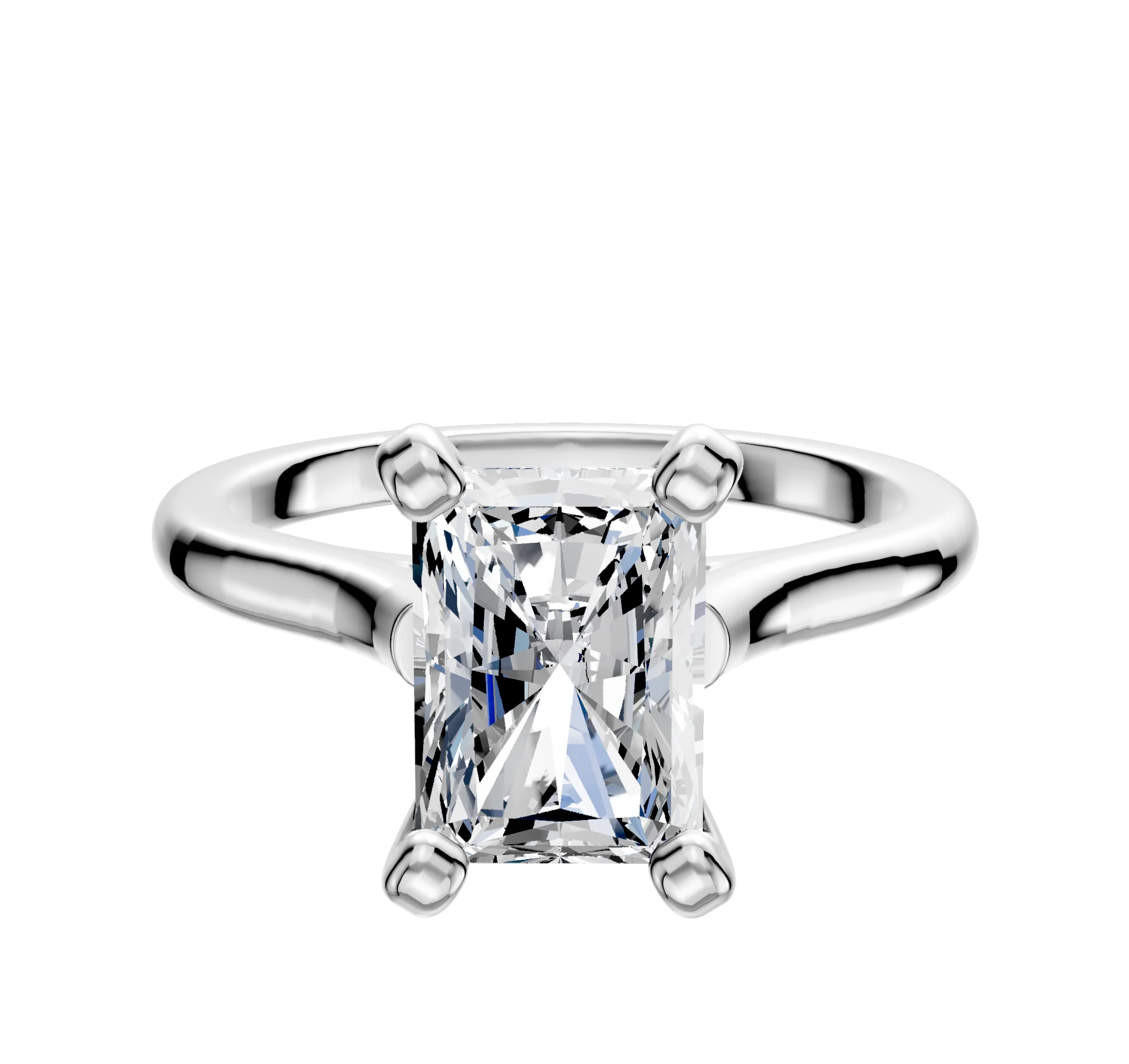 18K White Gold 4 Prong Cathedral Dome 2.0mm Engagement Ring