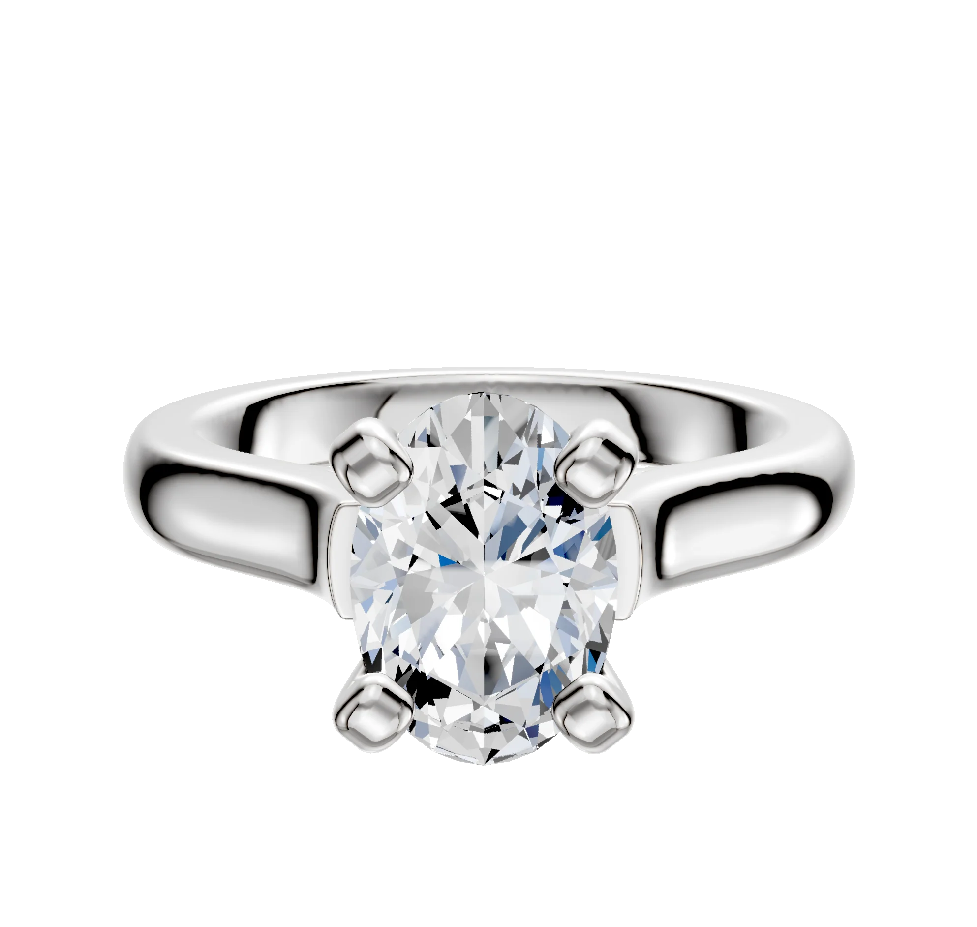 18K White Gold 4 Prong Cathedral Dome 3.0mm Engagement Ring