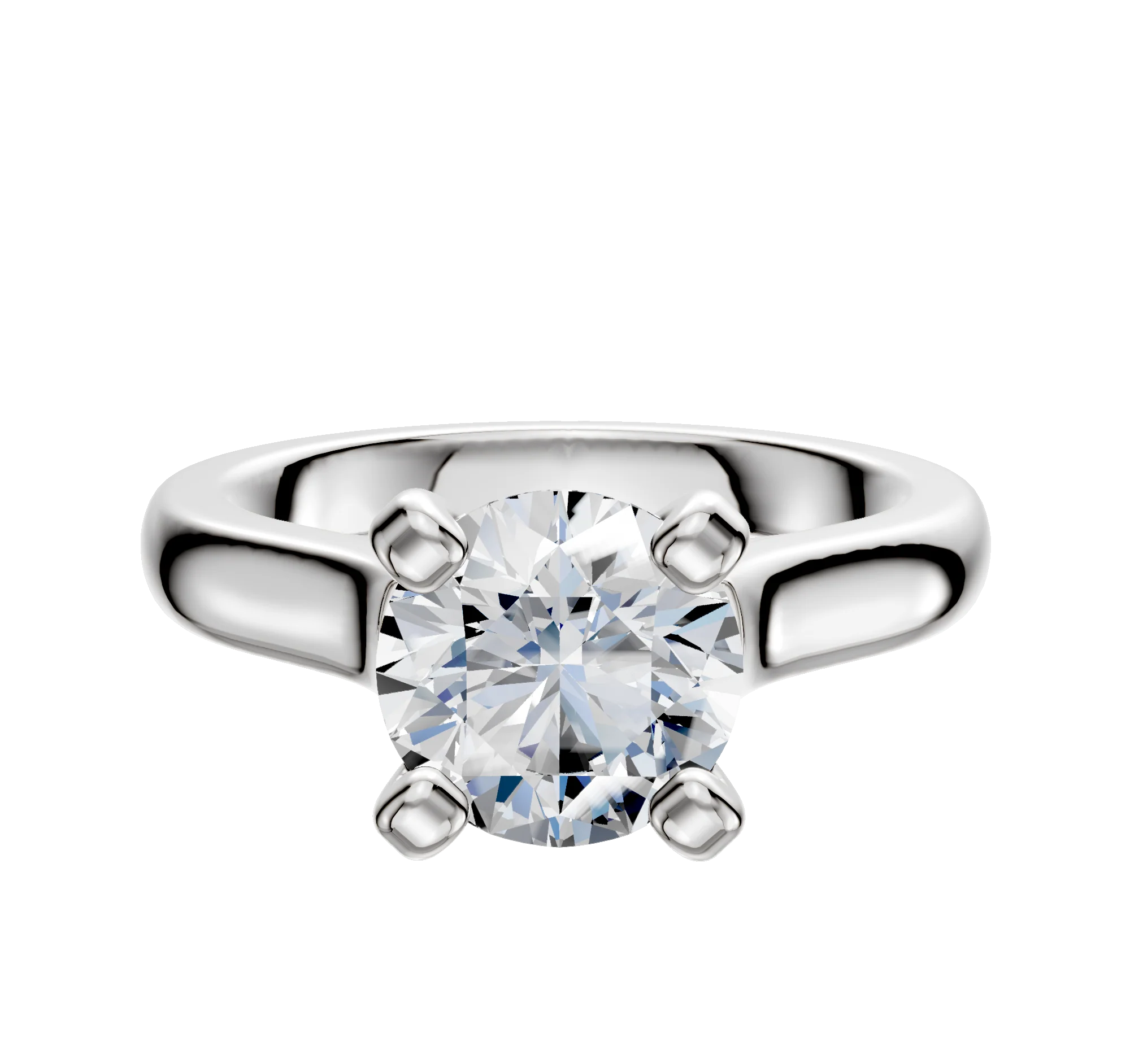 18K White Gold 4 Prong Cathedral Dome 3.0mm Engagement Ring