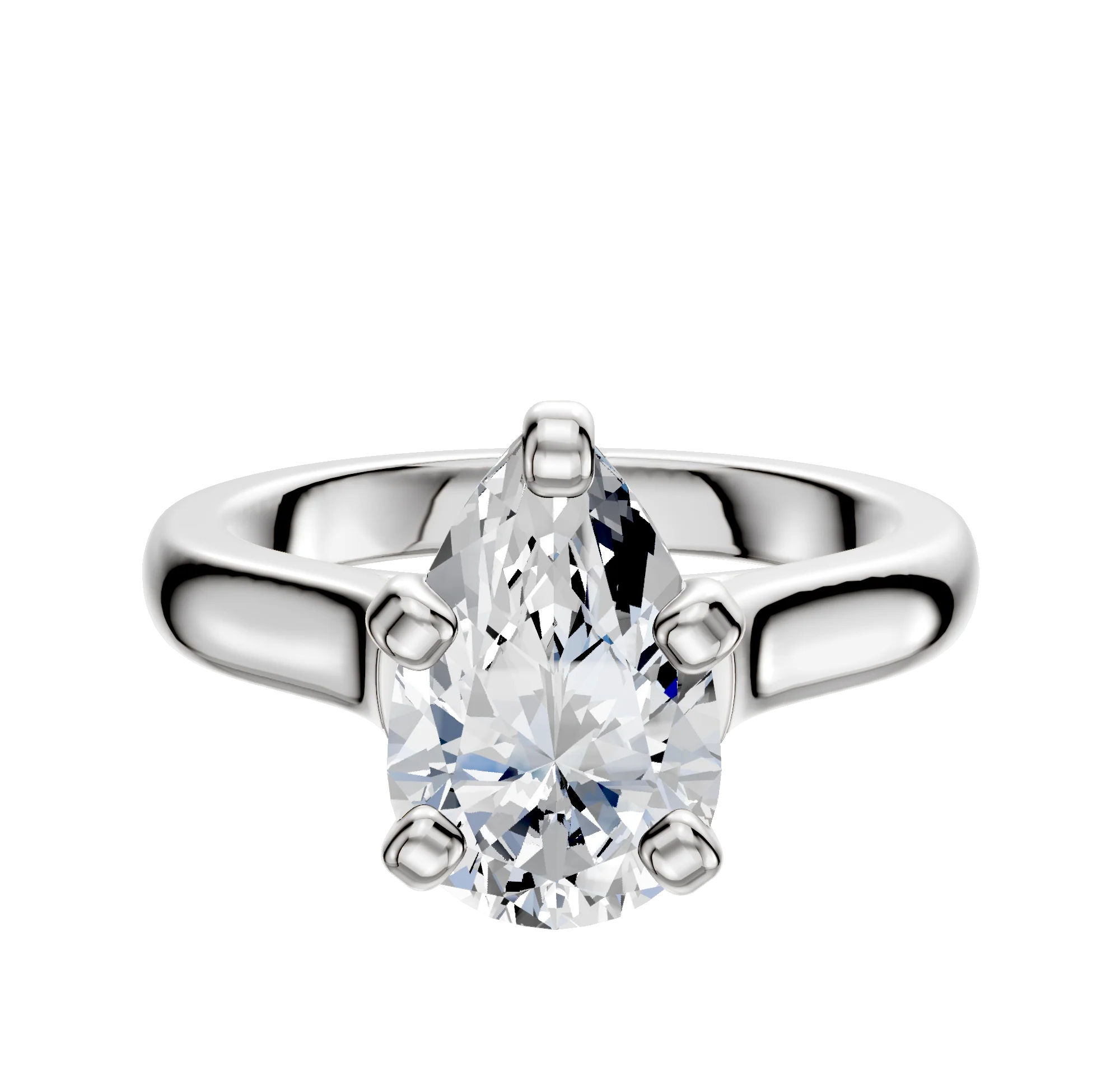 18K White Gold 4 Prong Cathedral Dome 3.0mm Engagement Ring