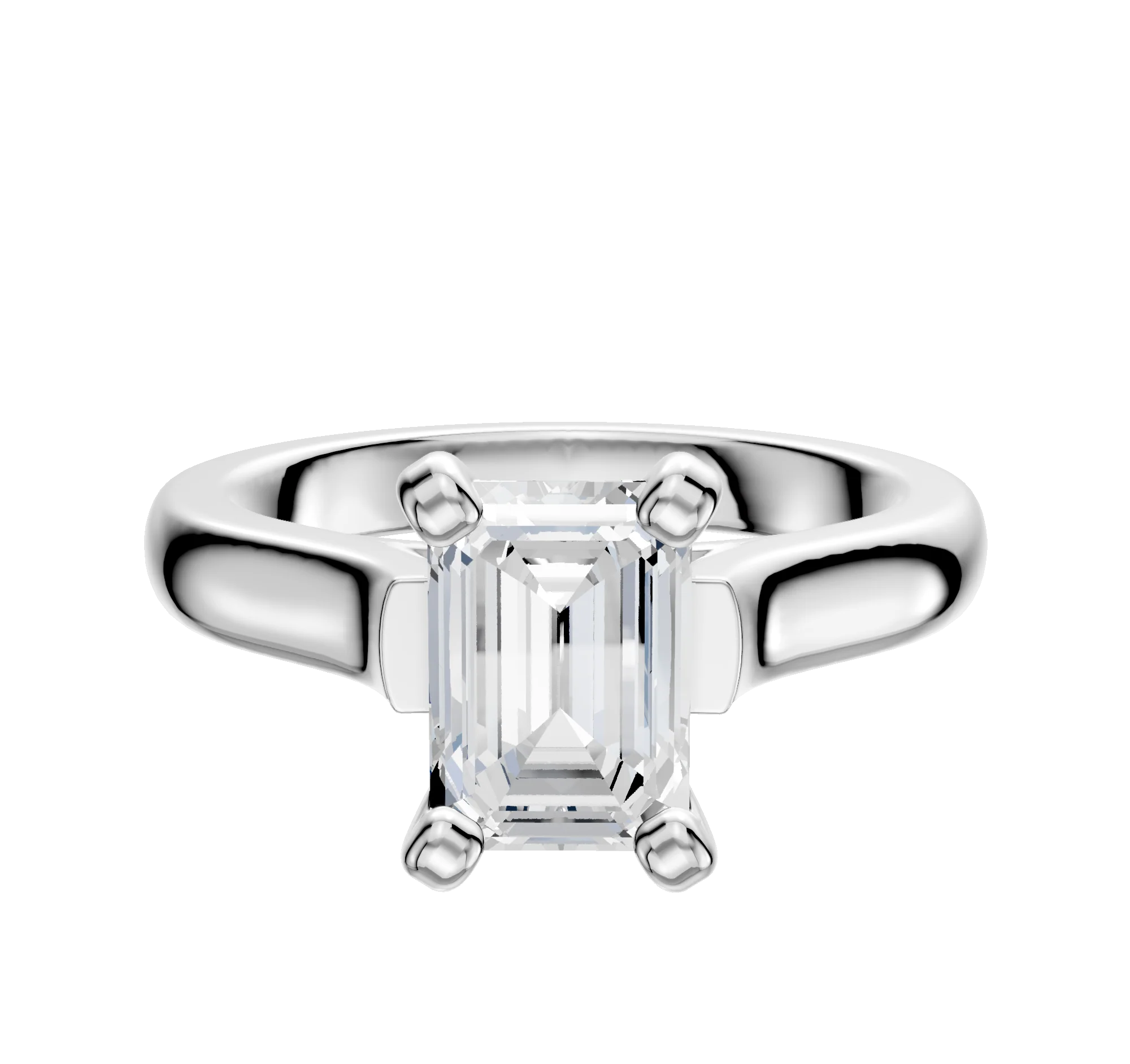 18K White Gold 4 Prong Cathedral Dome 3.0mm Engagement Ring
