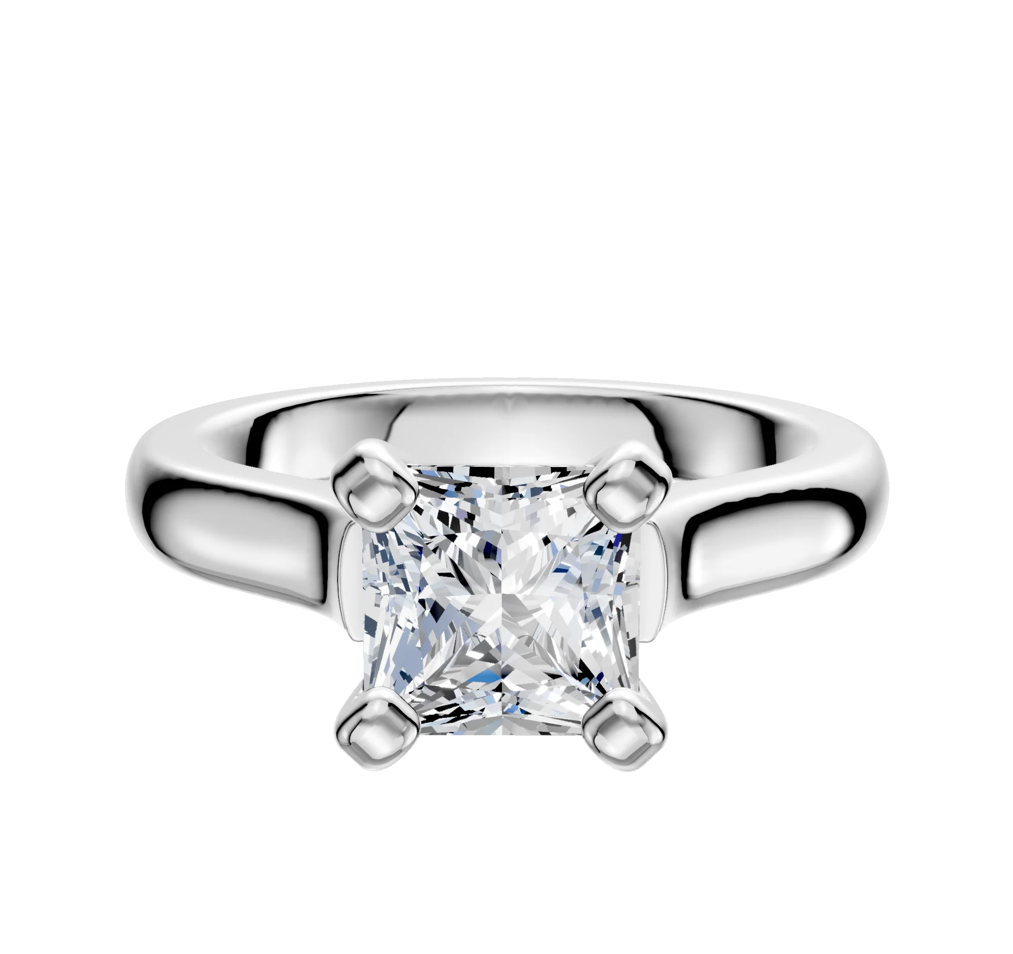 18K White Gold 4 Prong Cathedral Dome 3.0mm Engagement Ring