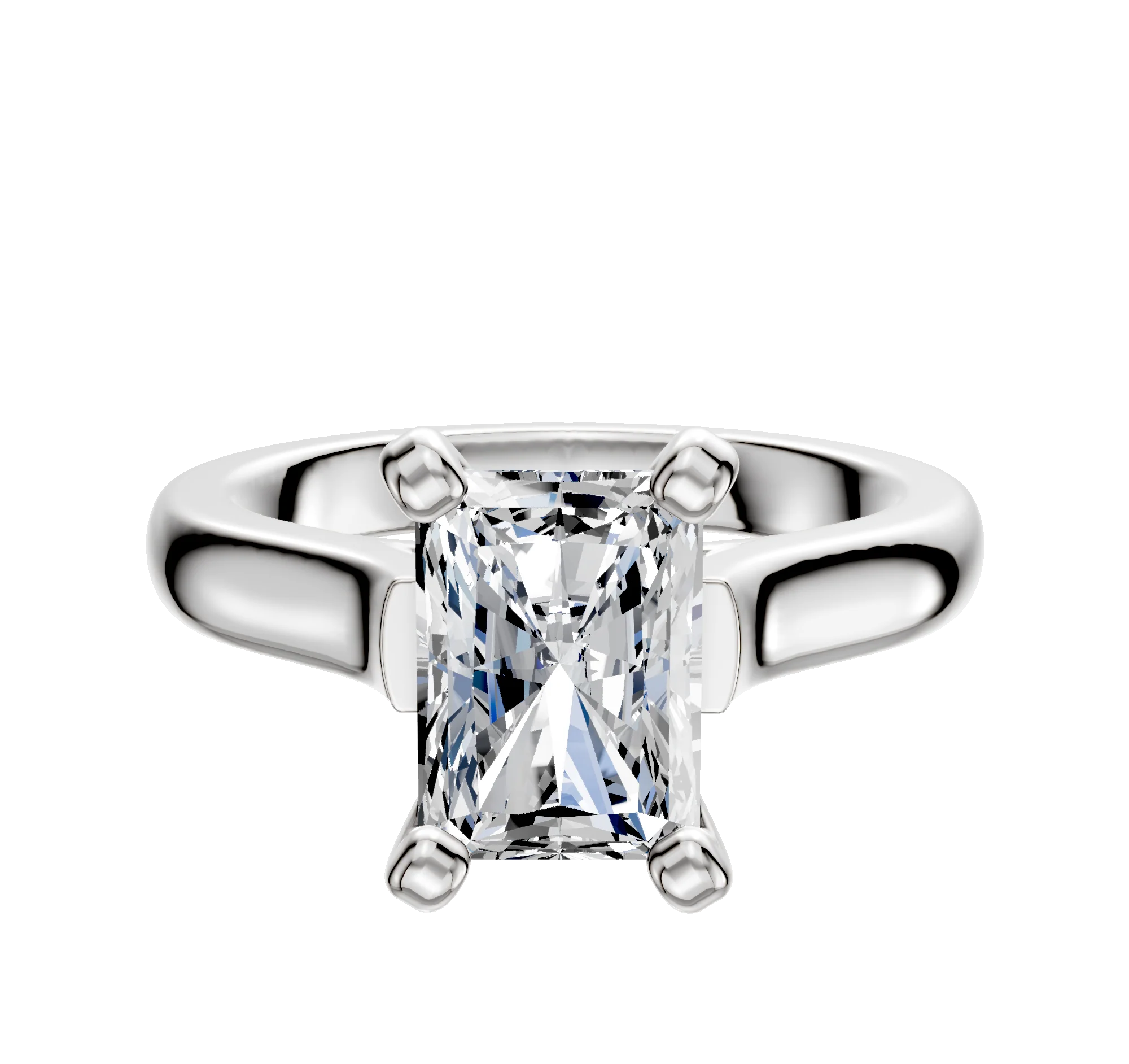 18K White Gold 4 Prong Cathedral Dome 3.0mm Engagement Ring