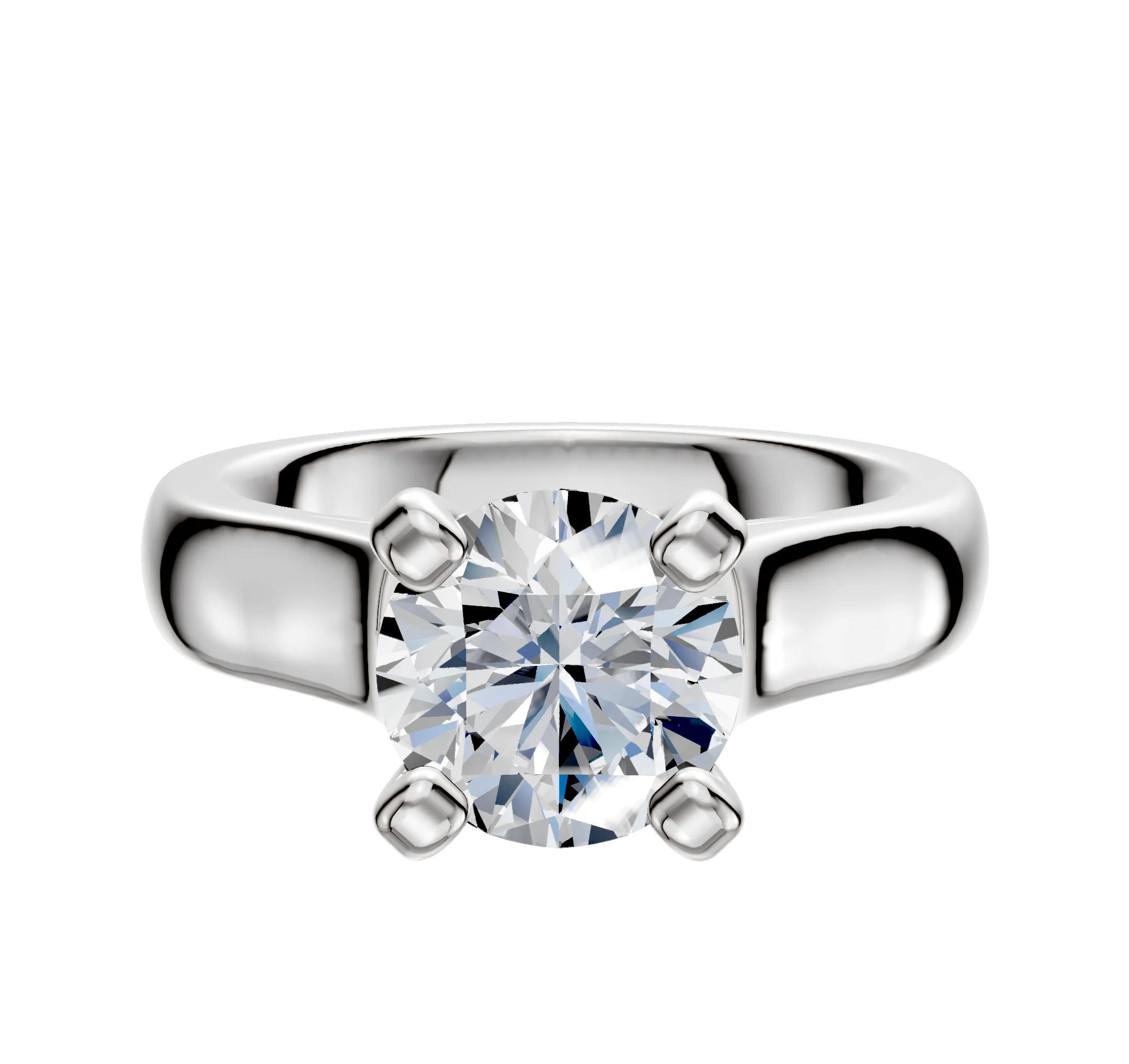 18K White Gold 4 Prong Cathedral Dome 4.0mm Engagement Ring
