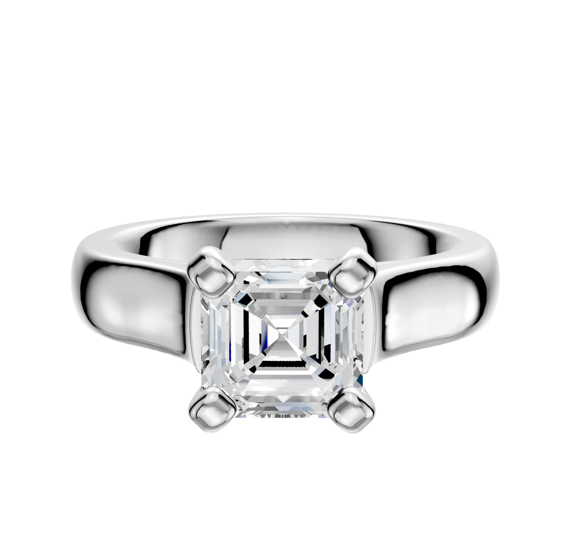 18K White Gold 4 Prong Cathedral Dome 4.0mm Engagement Ring