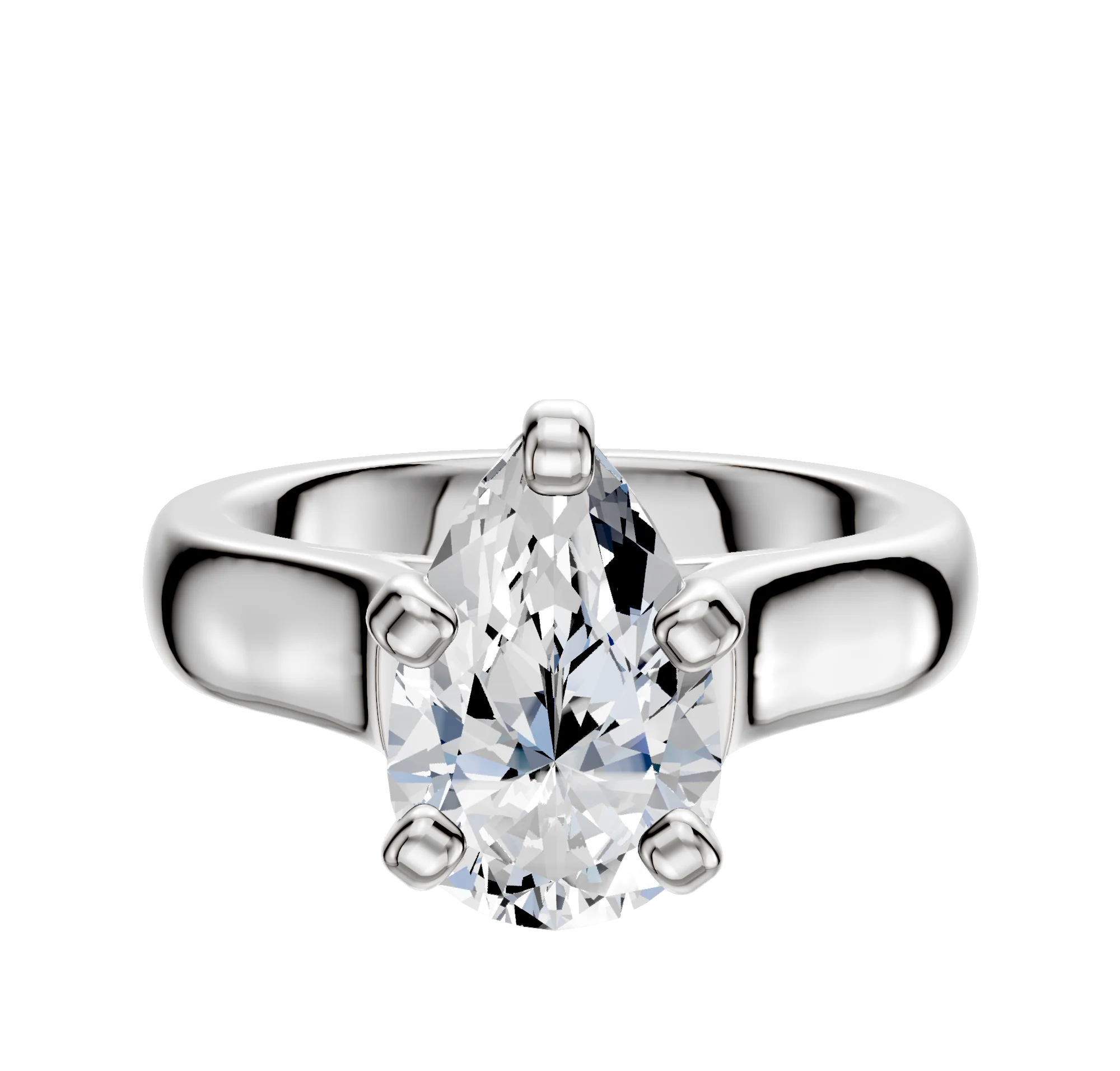 18K White Gold 4 Prong Cathedral Dome 4.0mm Engagement Ring