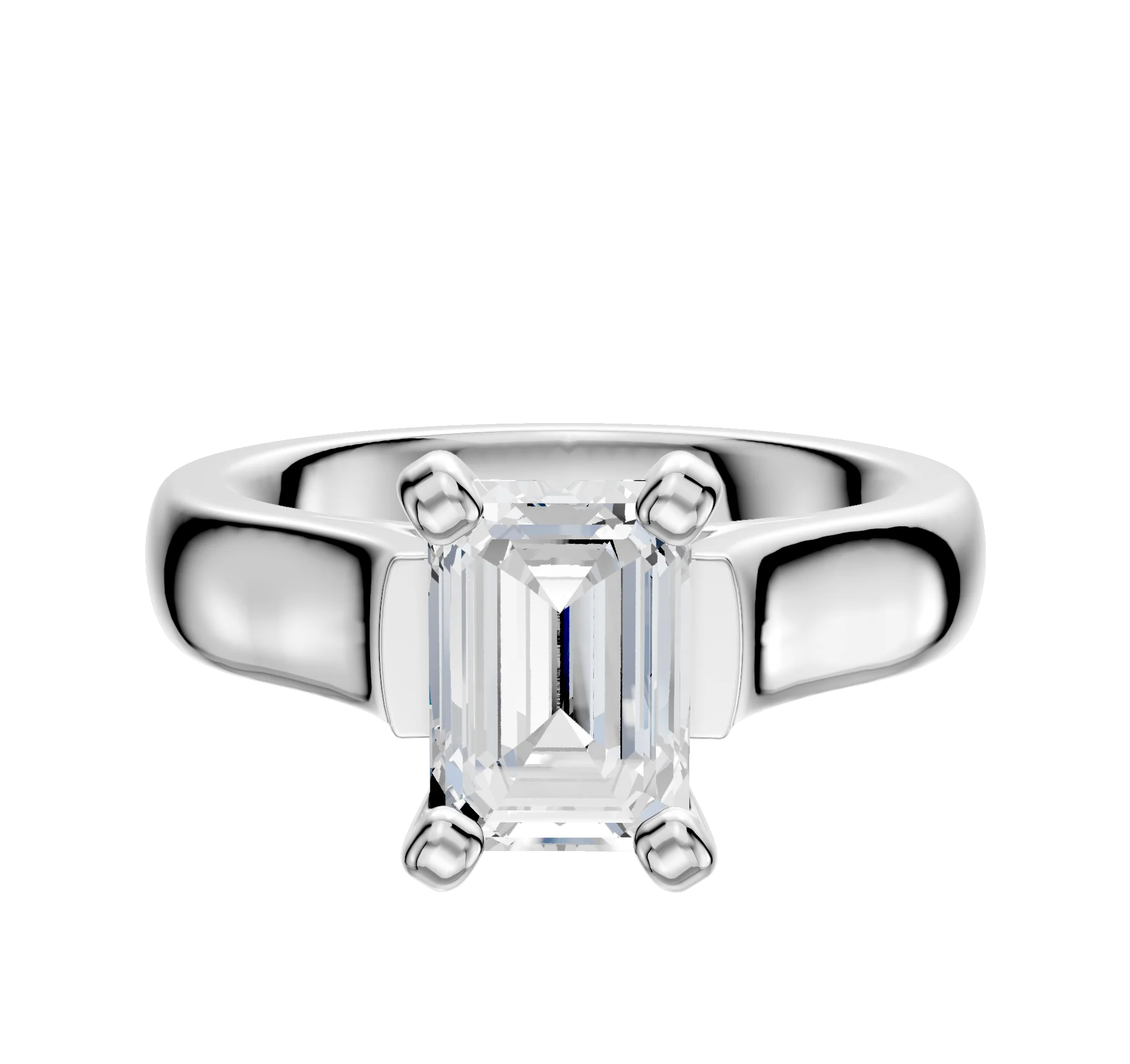 18K White Gold 4 Prong Cathedral Dome 4.0mm Engagement Ring