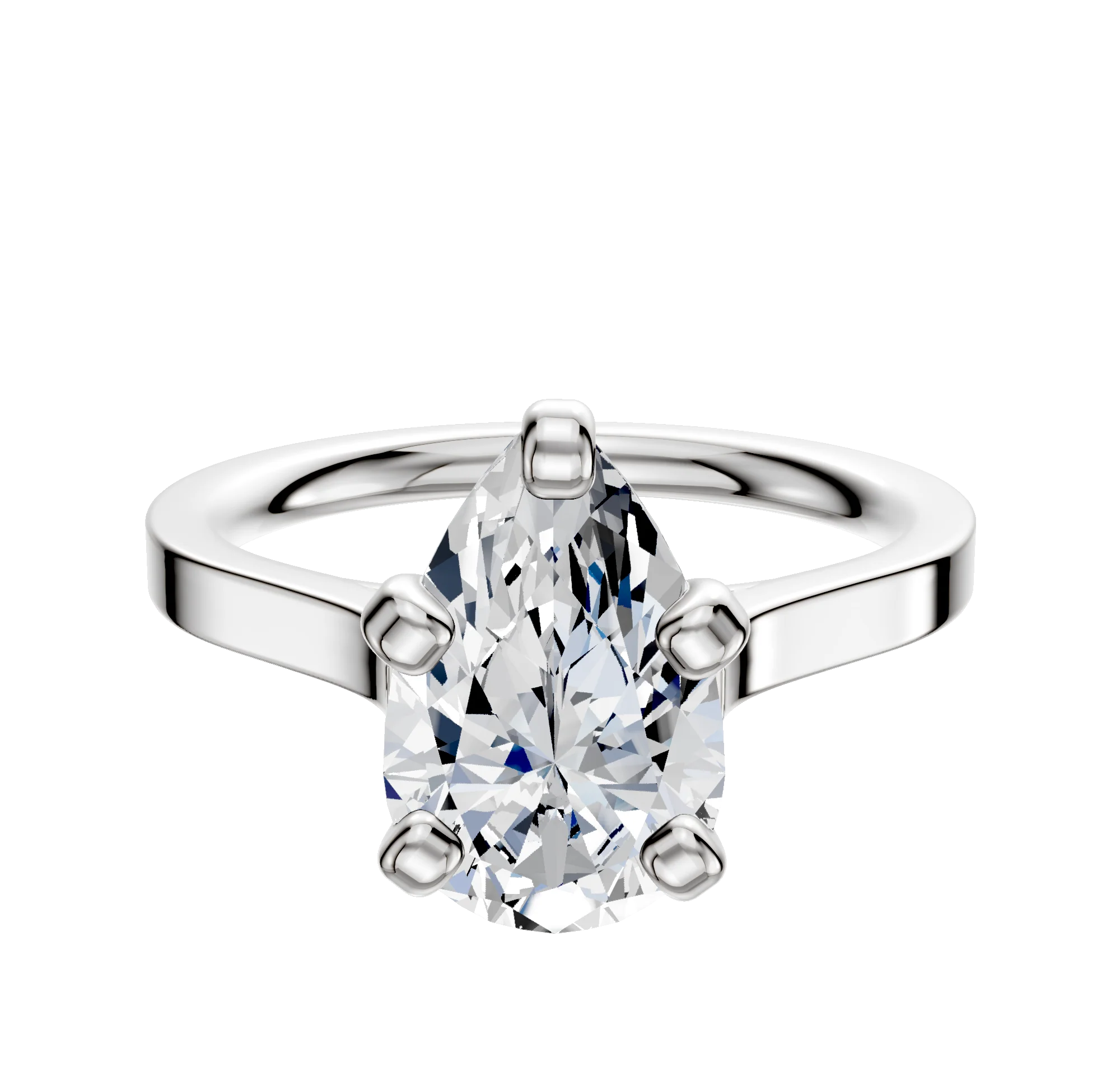 18K White Gold 4 Prong Cathedral Flat 2.0mm Engagement Ring