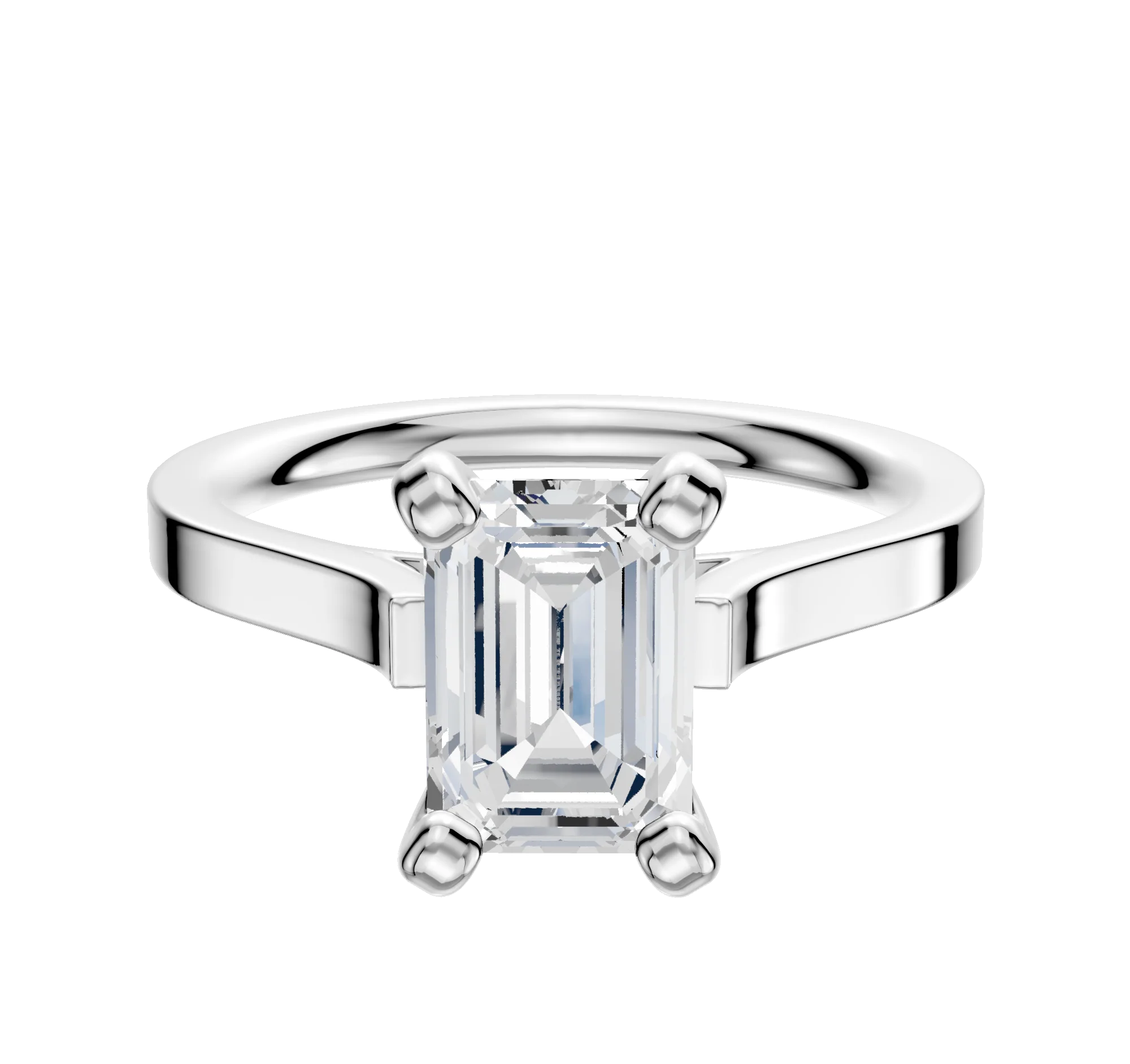 18K White Gold 4 Prong Cathedral Flat 2.0mm Engagement Ring
