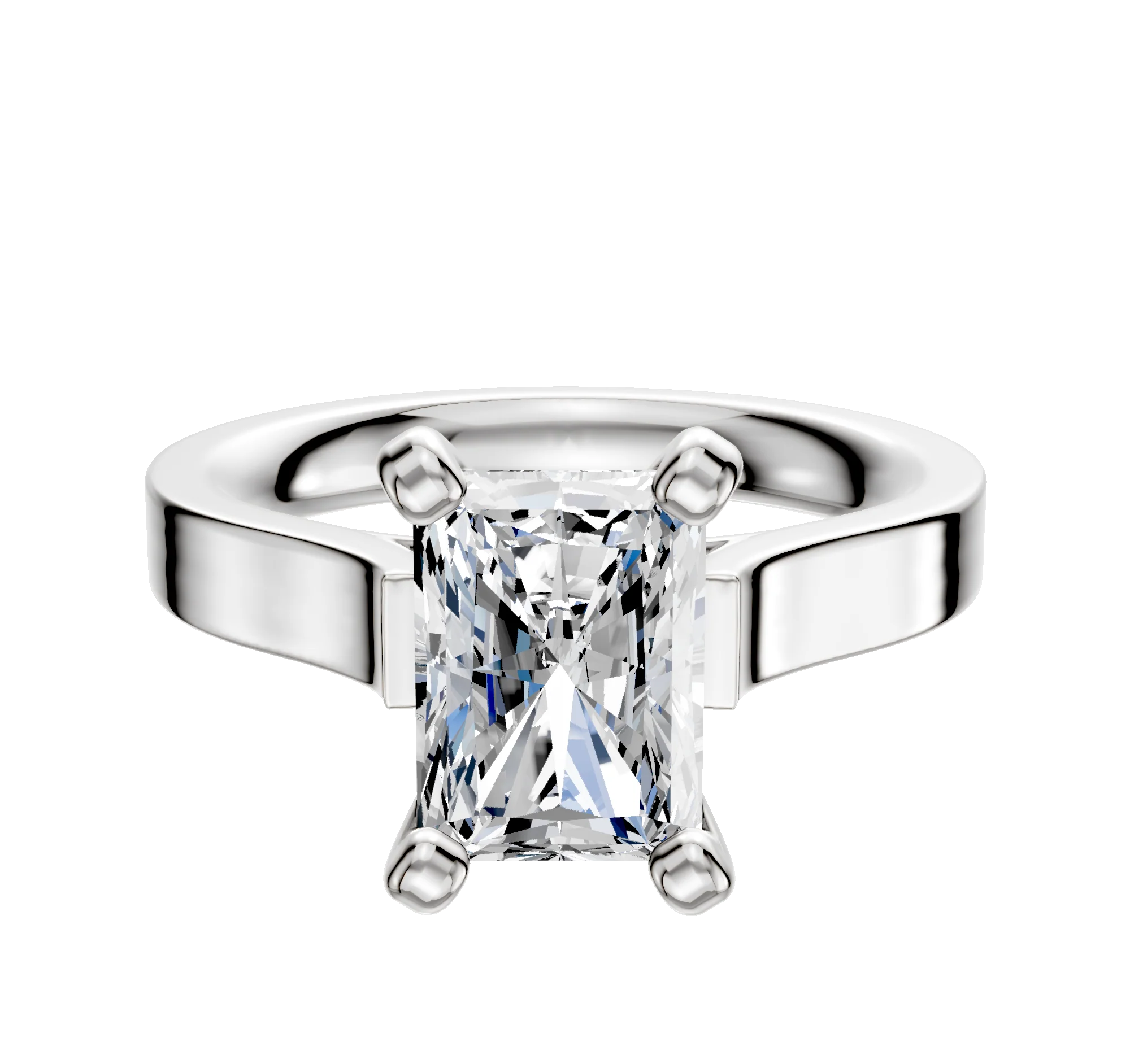 18K White Gold 4 Prong Cathedral Flat 3.0mm Engagement Ring