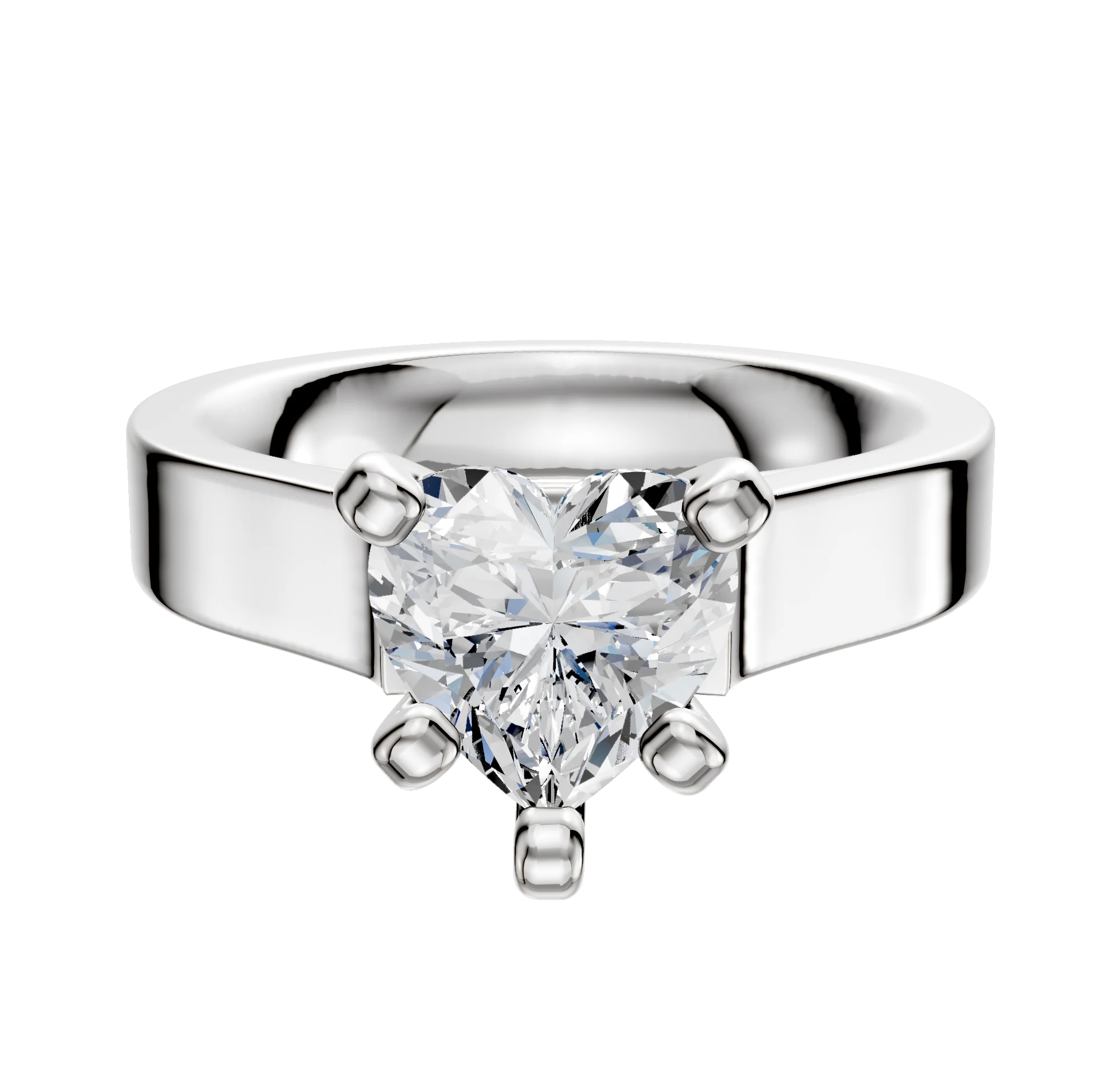 18K White Gold 4 Prong Cathedral Flat 4.0mm Engagement Ring