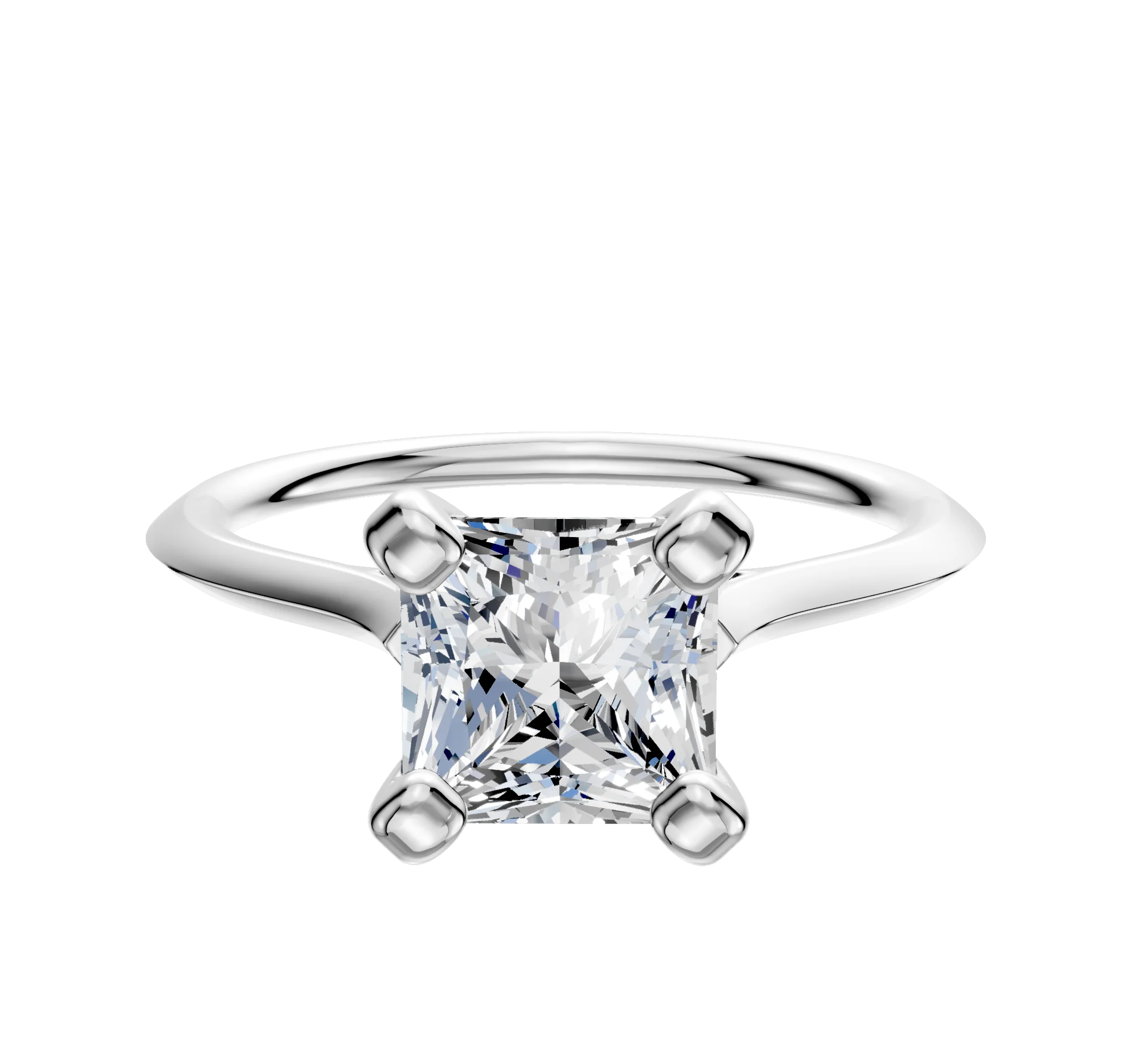 18K White Gold 4 Prong Cathedral Knife Edge 1.5mm Engagement Ring