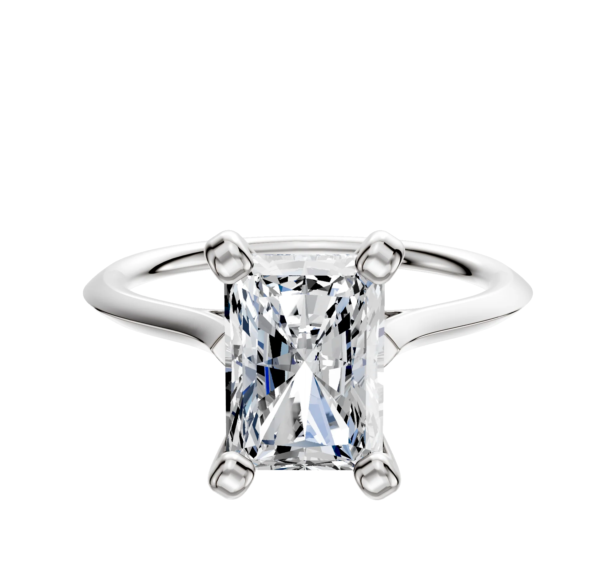18K White Gold 4 Prong Cathedral Knife Edge 1.5mm Engagement Ring