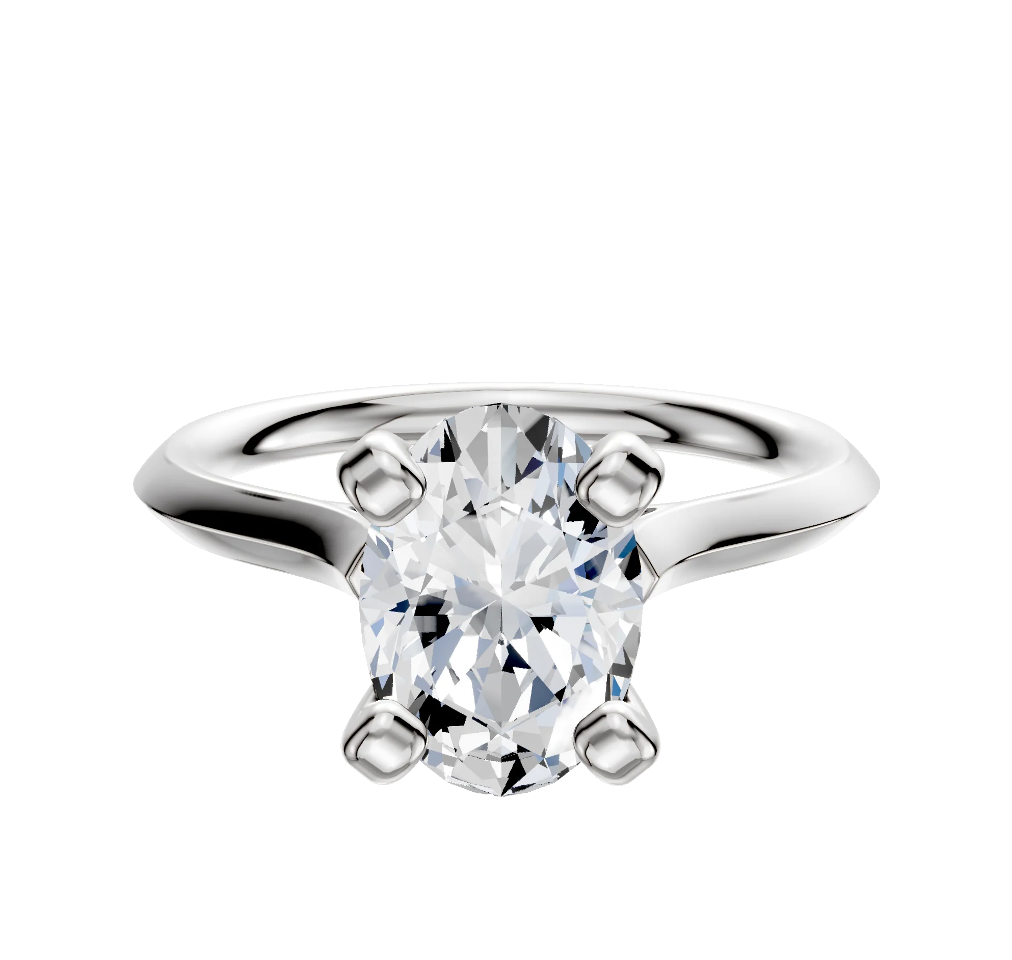 18K White Gold 4 Prong Cathedral Knife Edge 2.0mm Engagement Ring