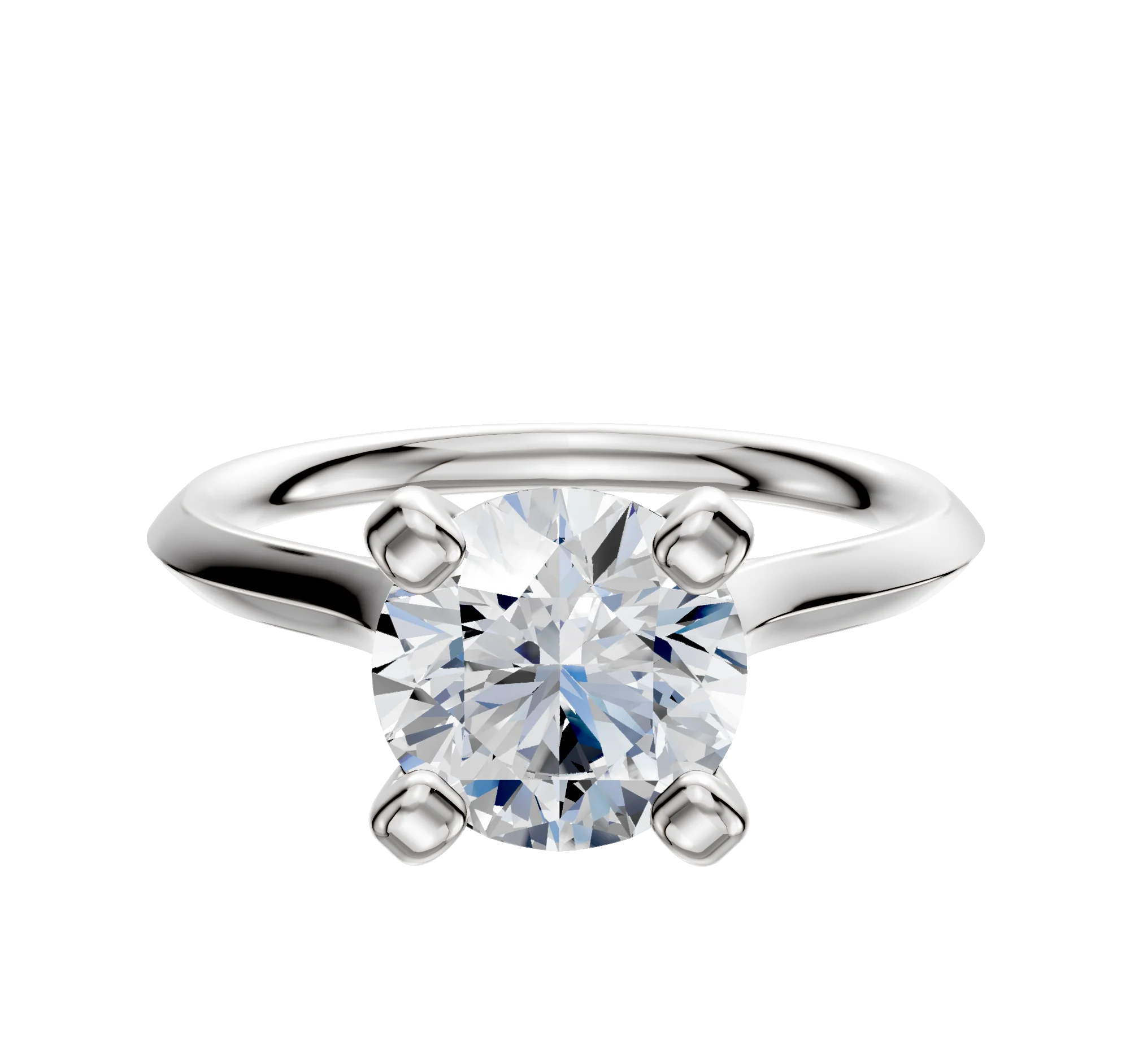 18K White Gold 4 Prong Cathedral Knife Edge 2.0mm Engagement Ring