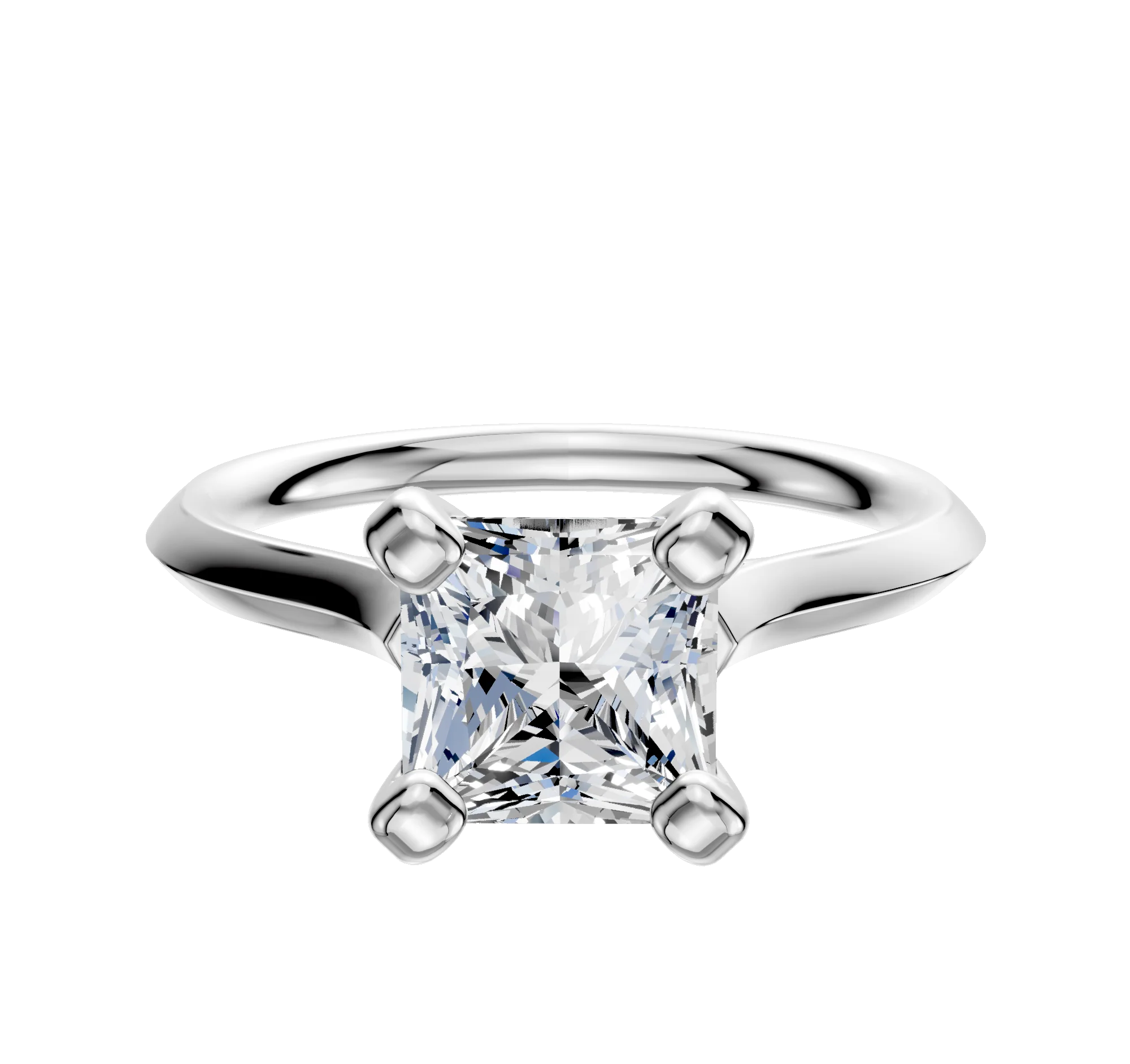 18K White Gold 4 Prong Cathedral Knife Edge 2.0mm Engagement Ring
