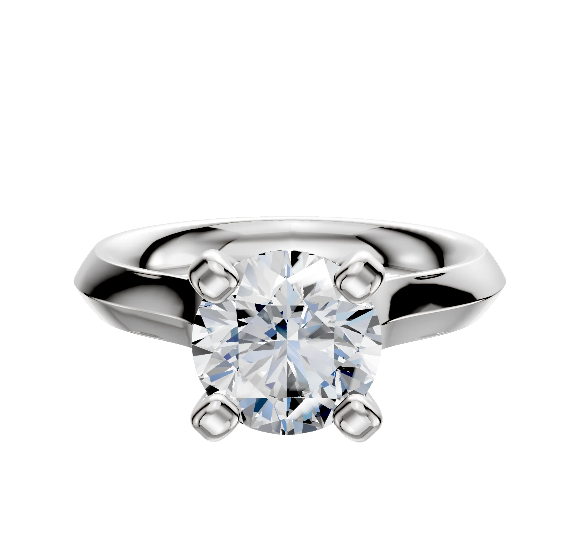 18K White Gold 4 Prong Cathedral Knife Edge 3.0mm Engagement Ring