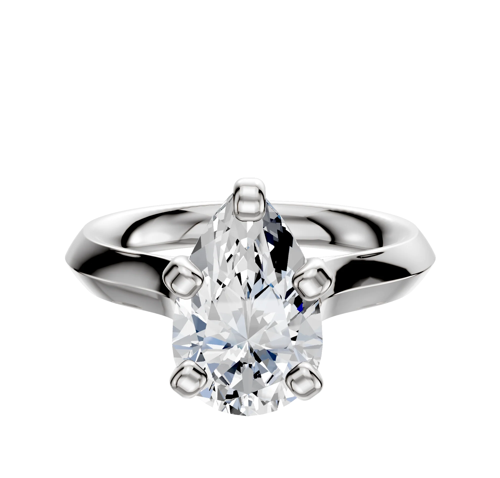 18K White Gold 4 Prong Cathedral Knife Edge 3.0mm Engagement Ring