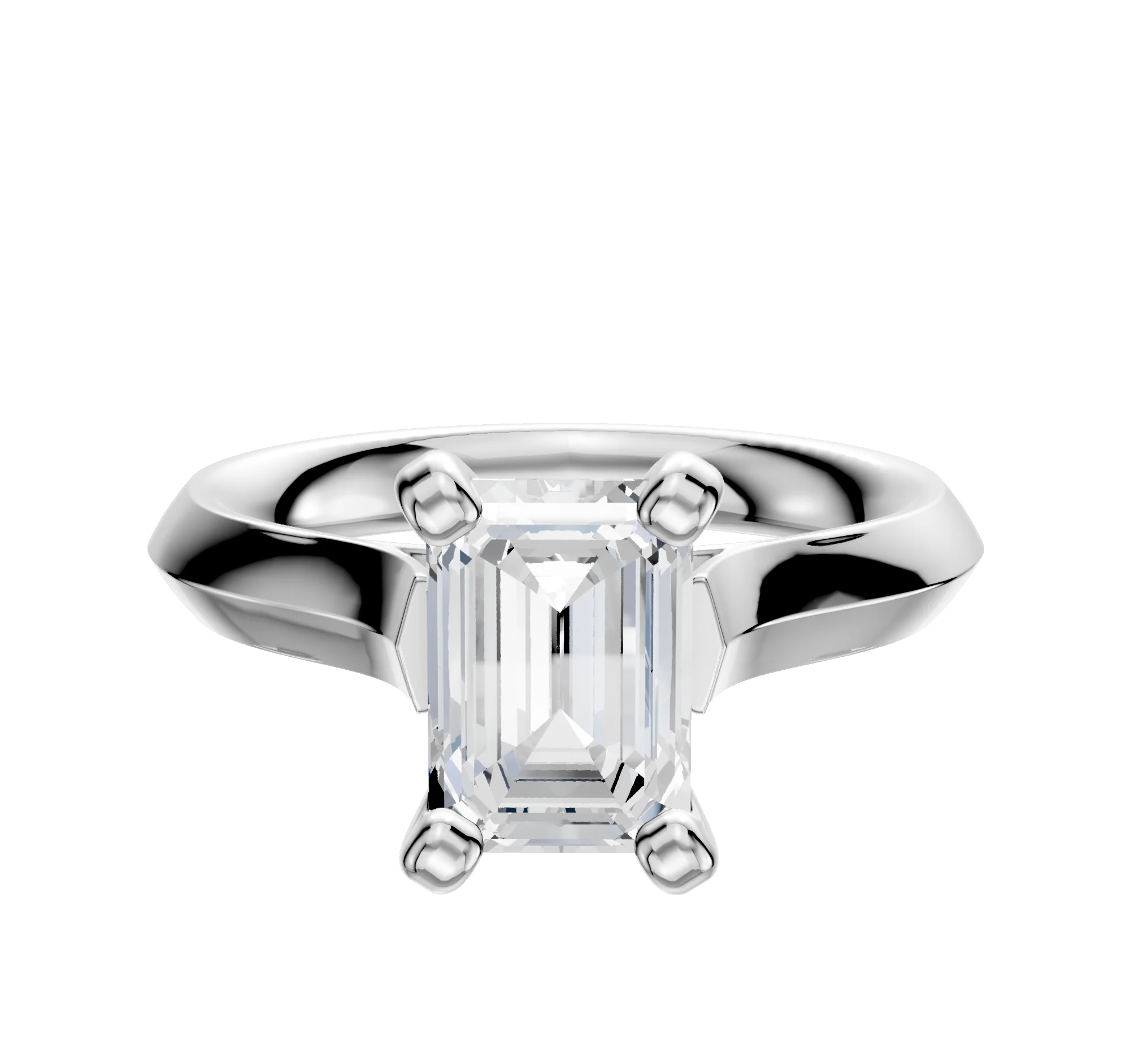 18K White Gold 4 Prong Cathedral Knife Edge 3.0mm Engagement Ring