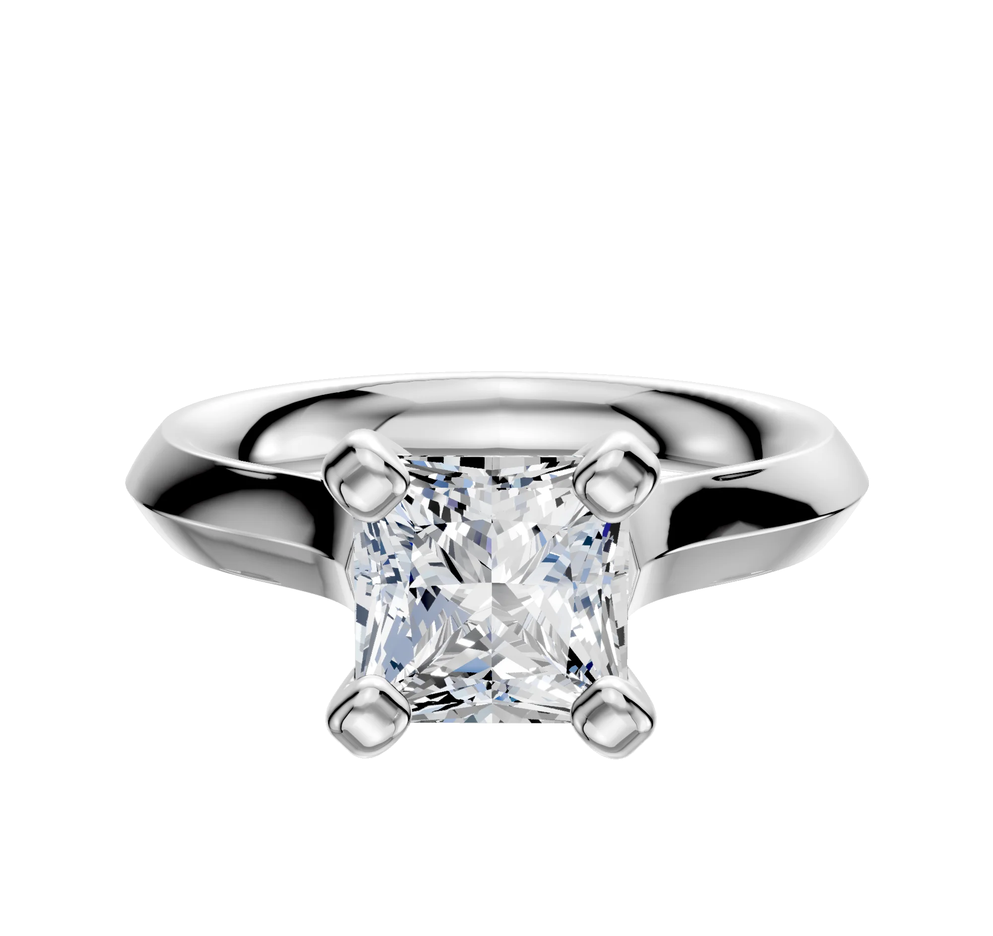 18K White Gold 4 Prong Cathedral Knife Edge 3.0mm Engagement Ring