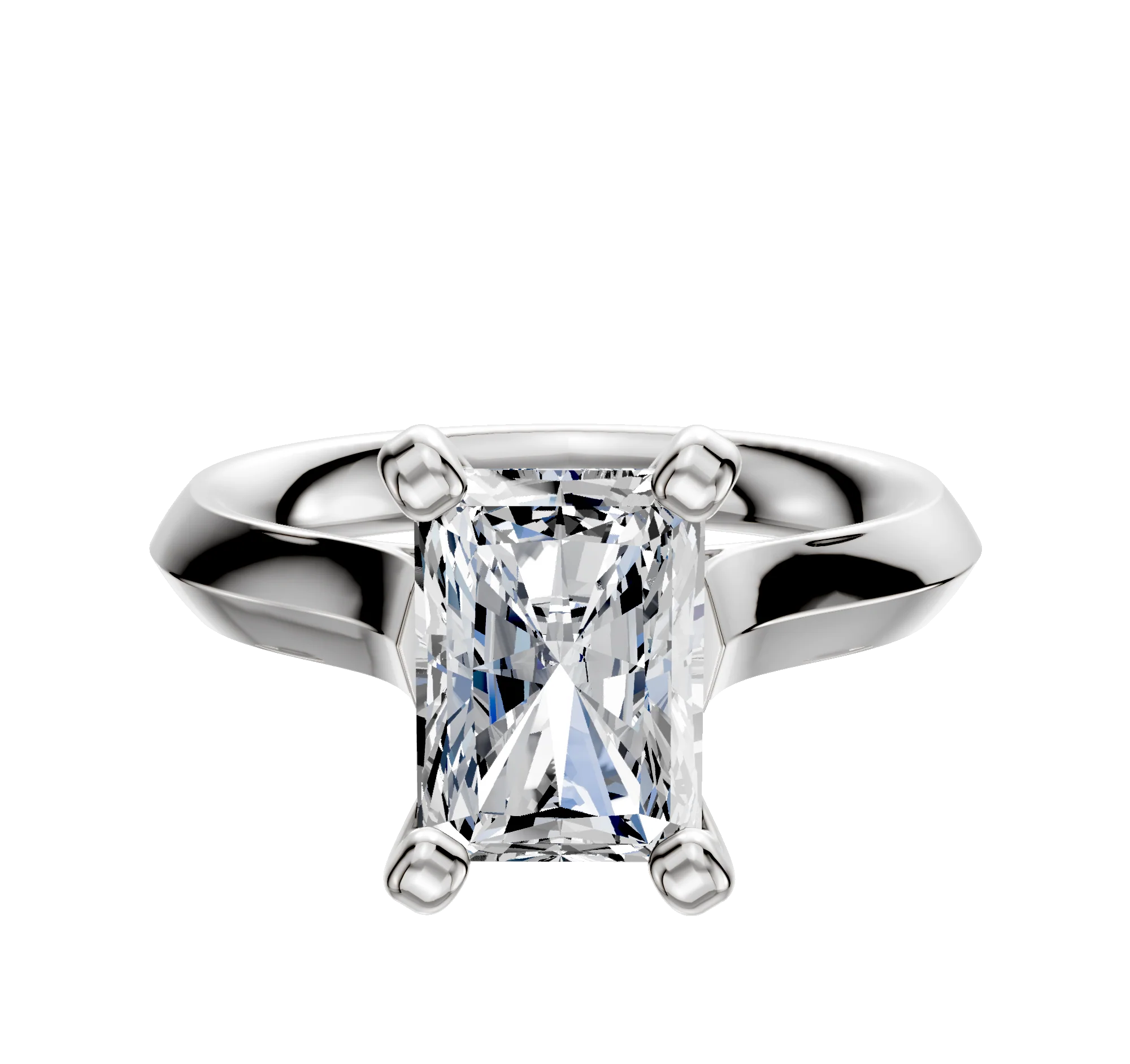 18K White Gold 4 Prong Cathedral Knife Edge 3.0mm Engagement Ring