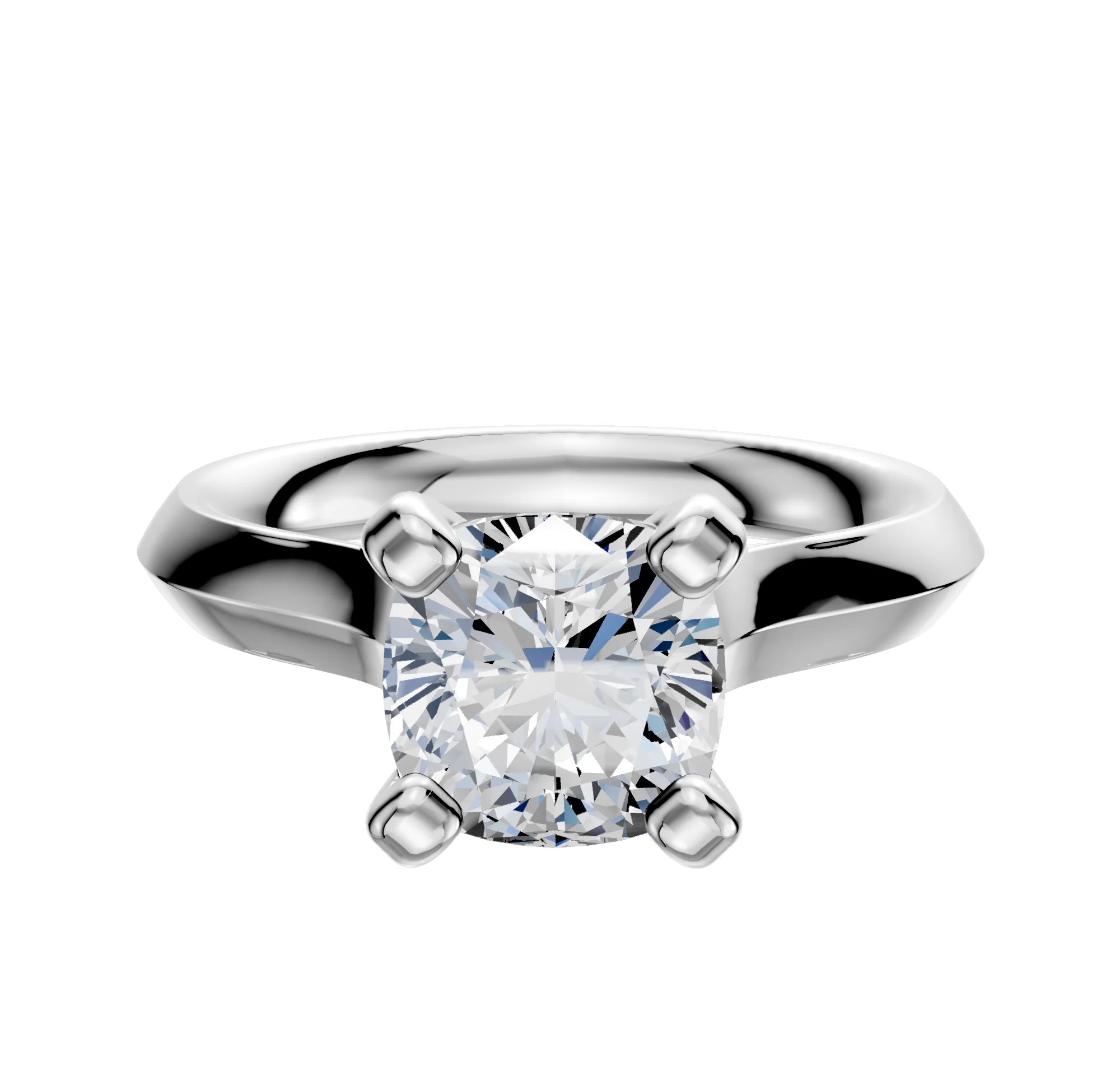 18K White Gold 4 Prong Cathedral Knife Edge 3.0mm Engagement Ring