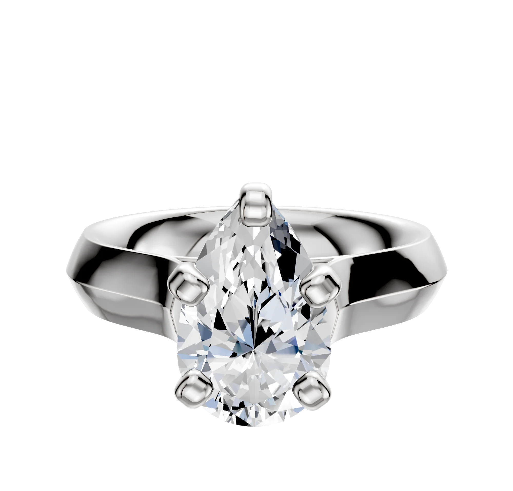 18K White Gold 4 Prong Cathedral Knife Edge 4.0mm Engagement Ring