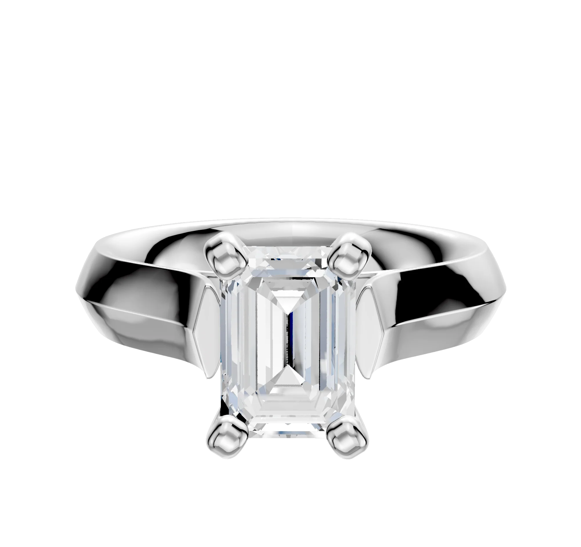 18K White Gold 4 Prong Cathedral Knife Edge 4.0mm Engagement Ring