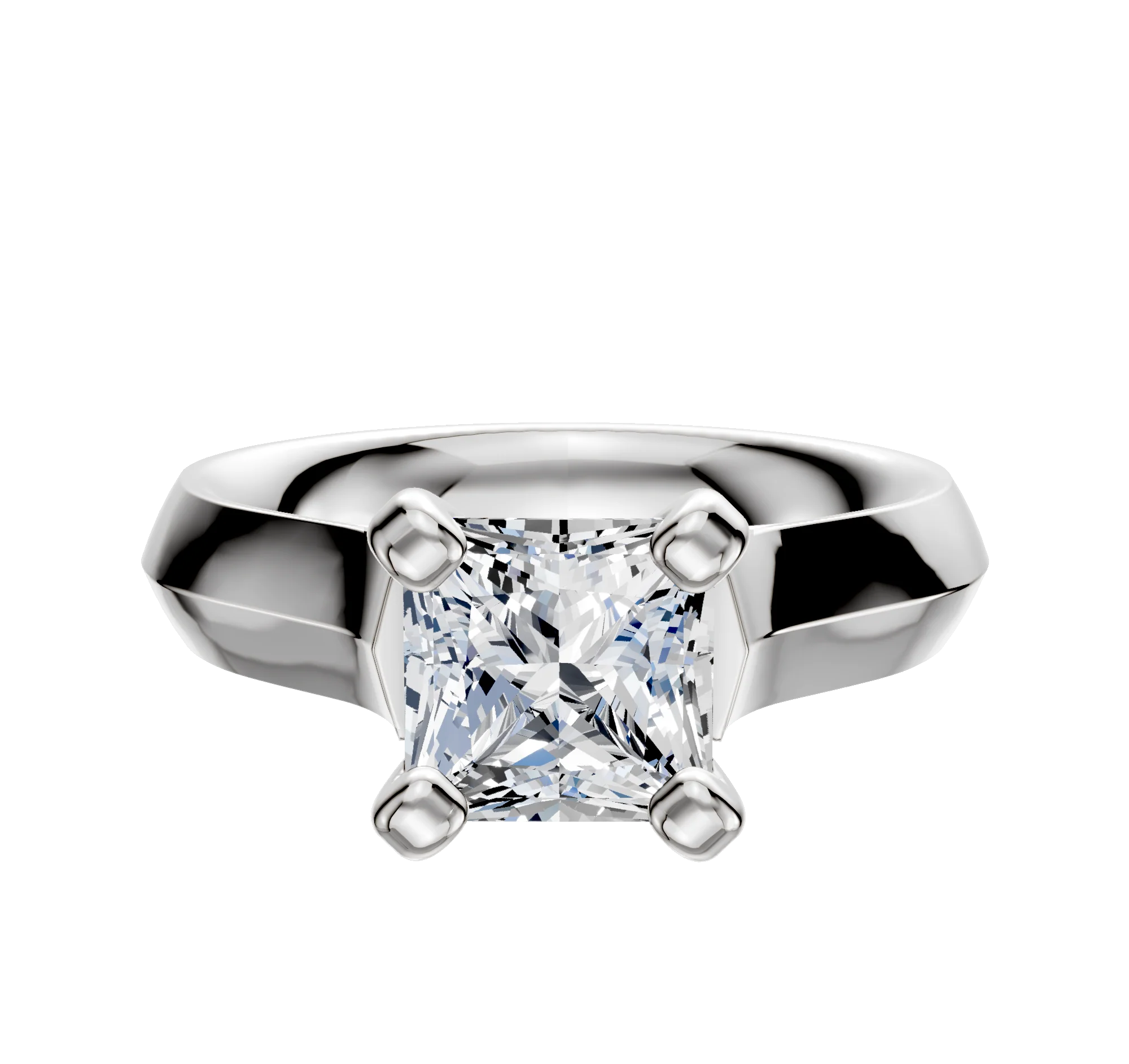 18K White Gold 4 Prong Cathedral Knife Edge 4.0mm Engagement Ring