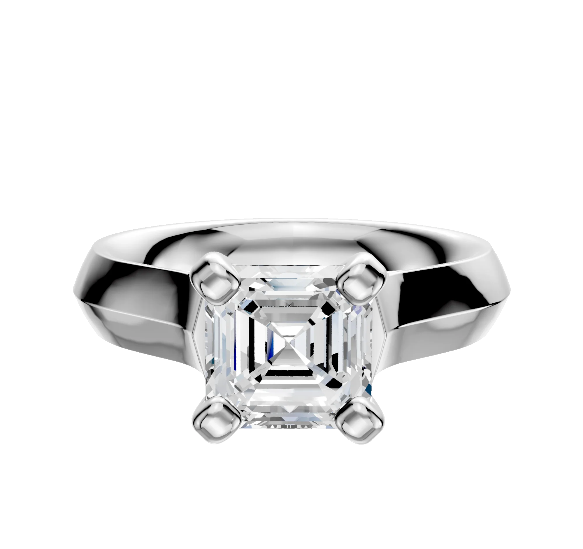 18K White Gold 4 Prong Cathedral Knife Edge 4.0mm Engagement Ring