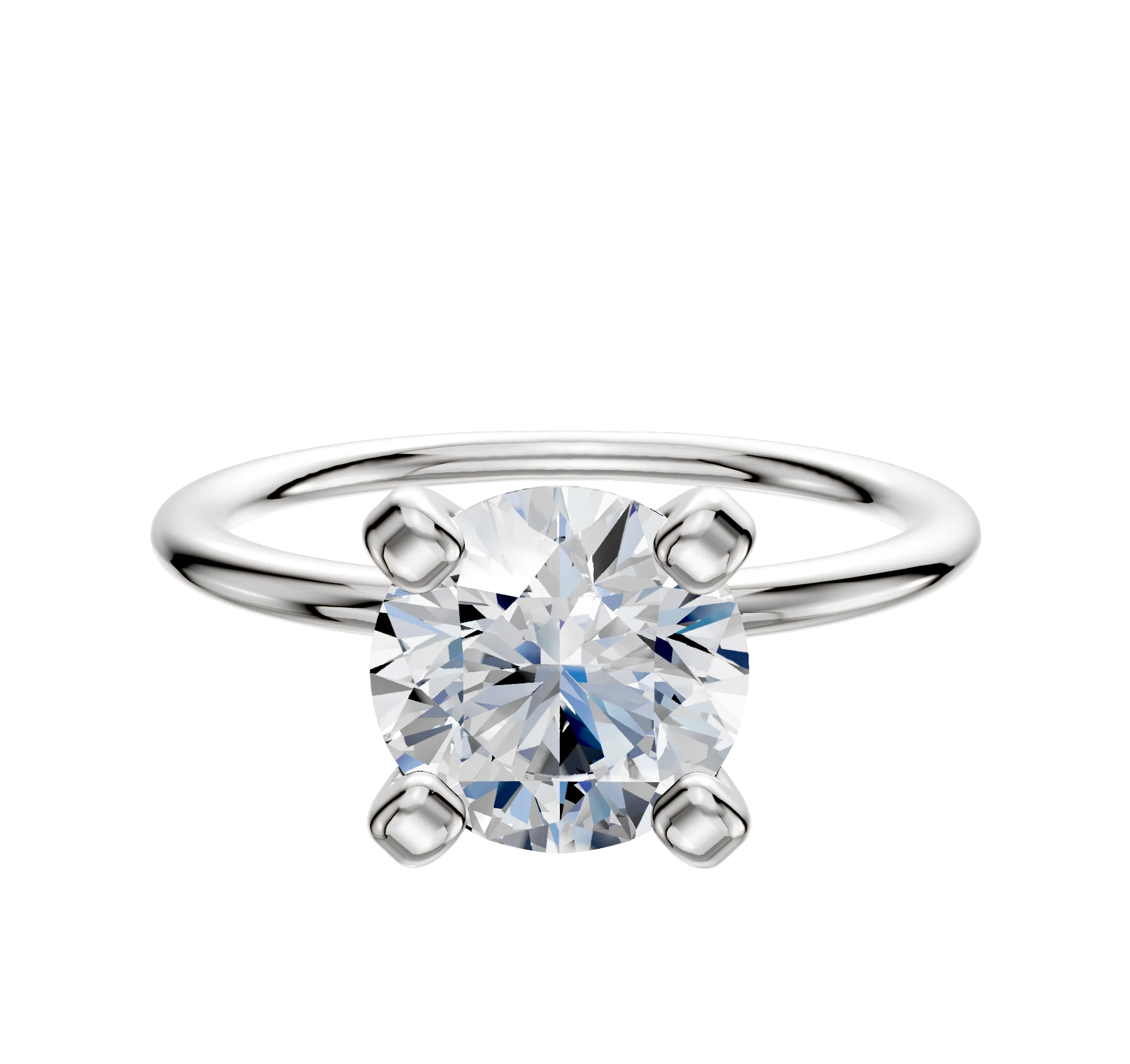 18K White Gold 4 Prong Classic Dome 1.5mm Engagement Ring
