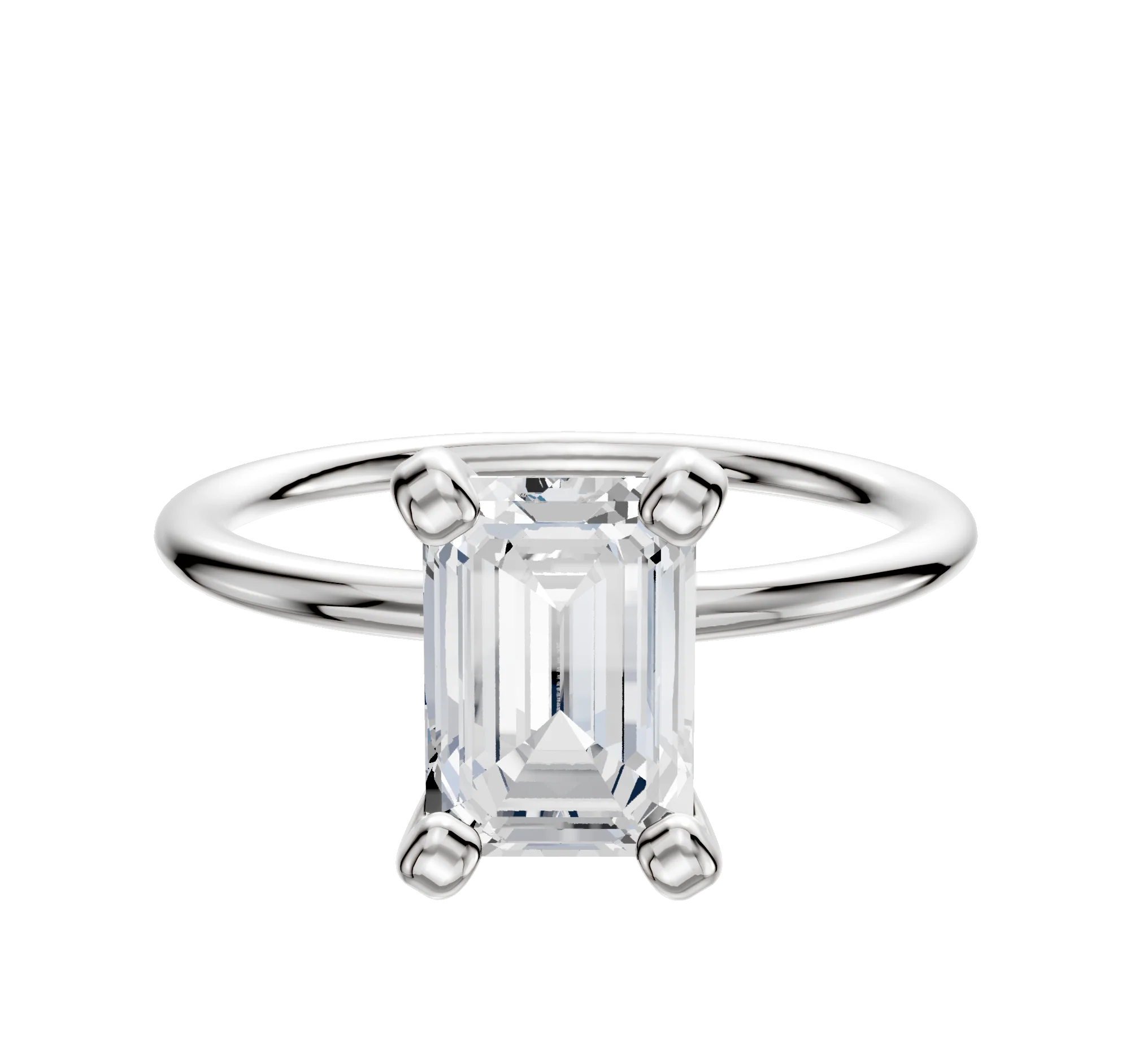 18K White Gold 4 Prong Classic Dome 1.5mm Engagement Ring