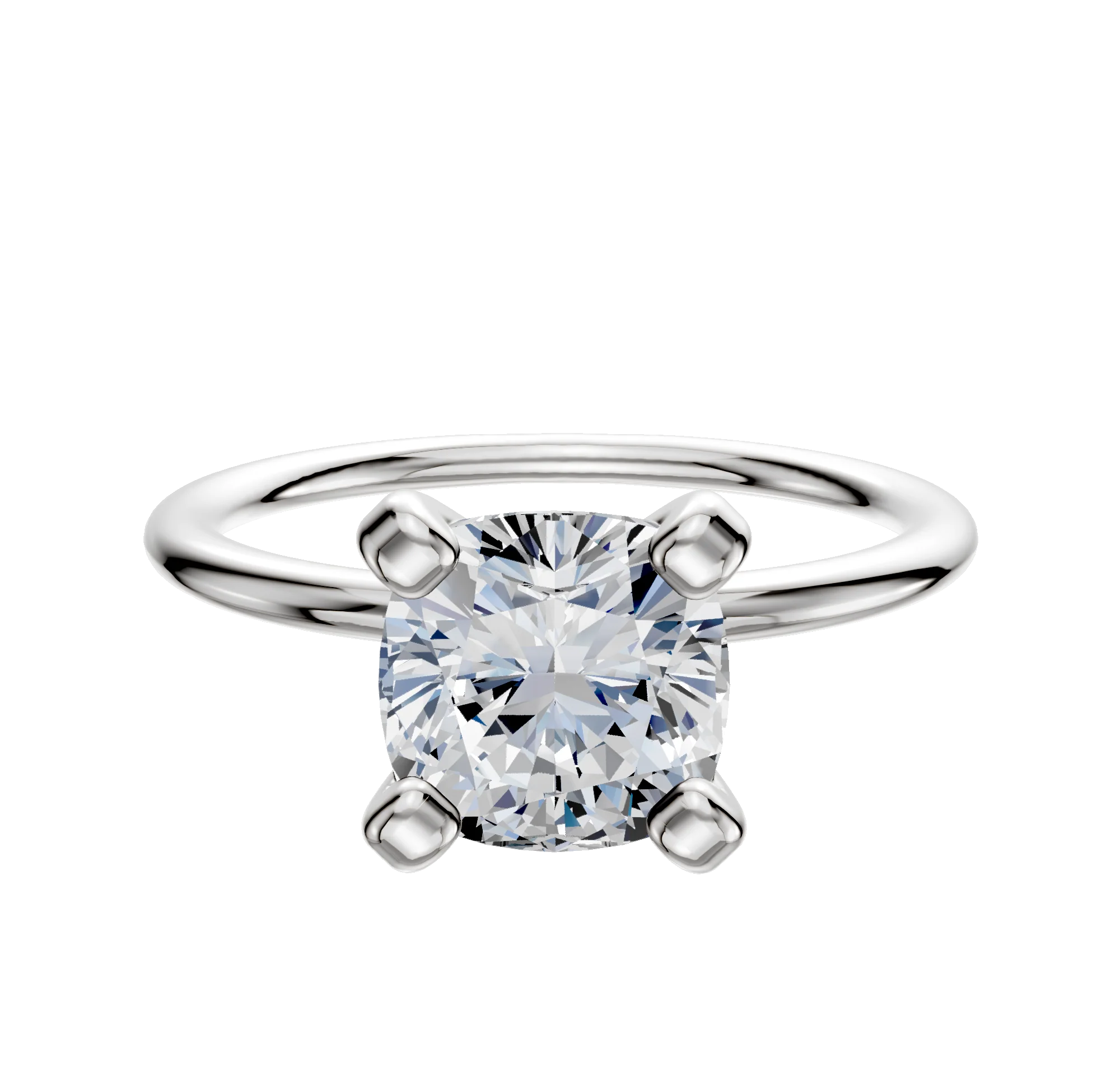 18K White Gold 4 Prong Classic Dome 1.5mm Engagement Ring