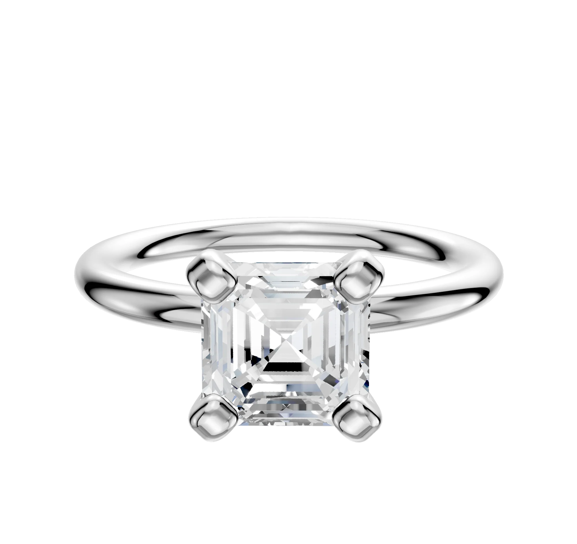 18K White Gold 4 Prong Classic Dome 2.0mm Engagement Ring