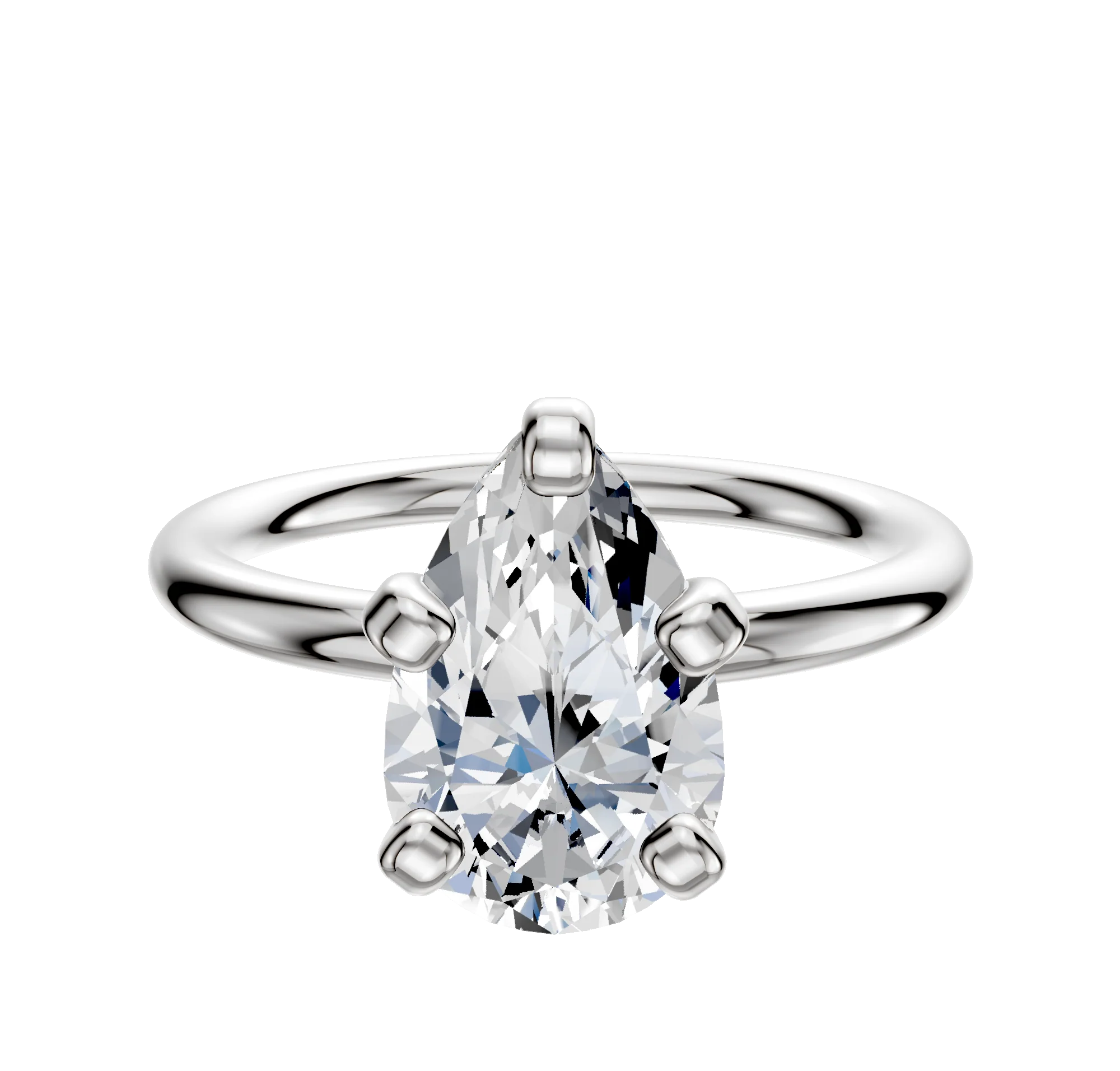 18K White Gold 4 Prong Classic Dome 2.0mm Engagement Ring