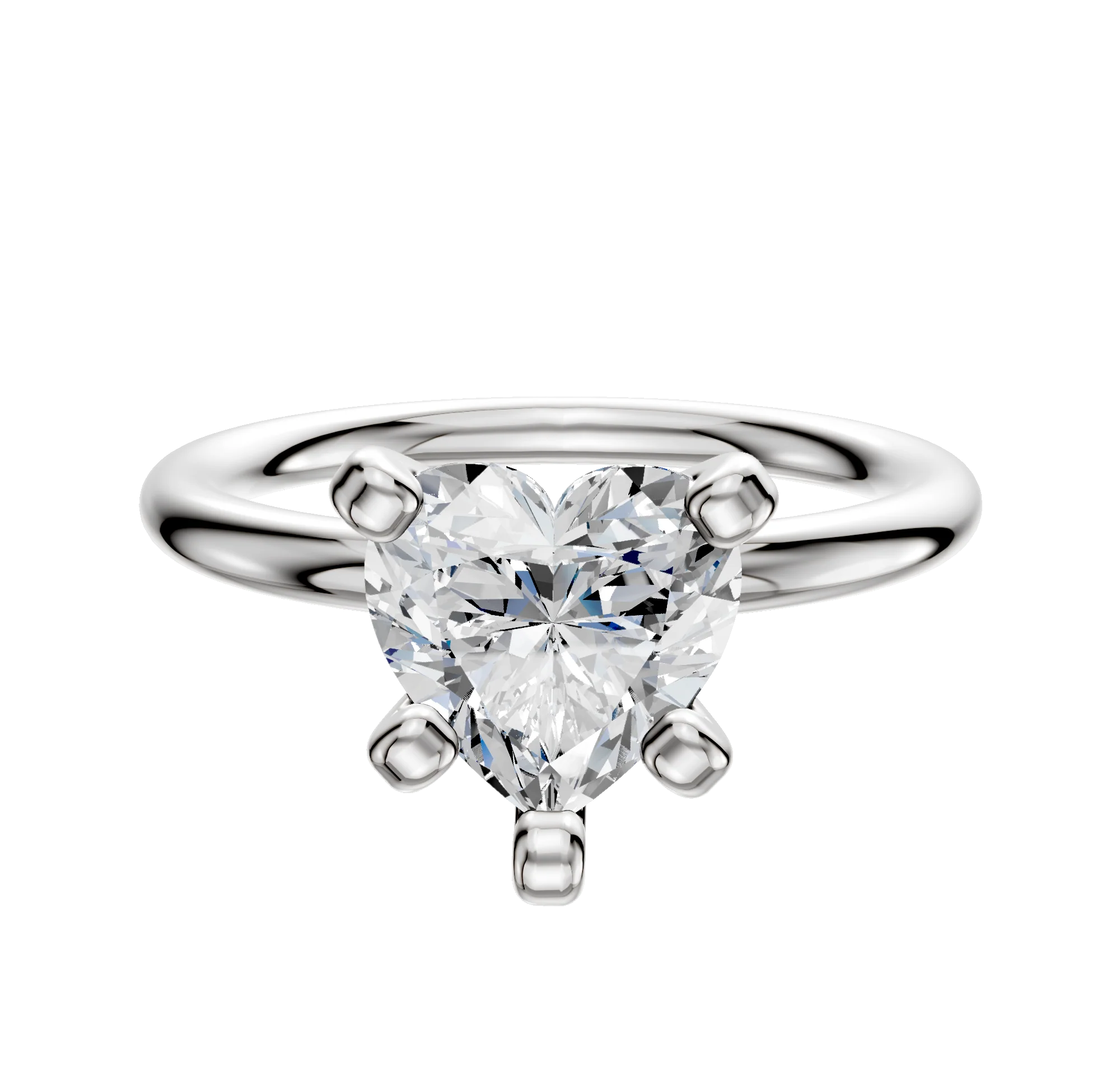18K White Gold 4 Prong Classic Dome 2.0mm Engagement Ring