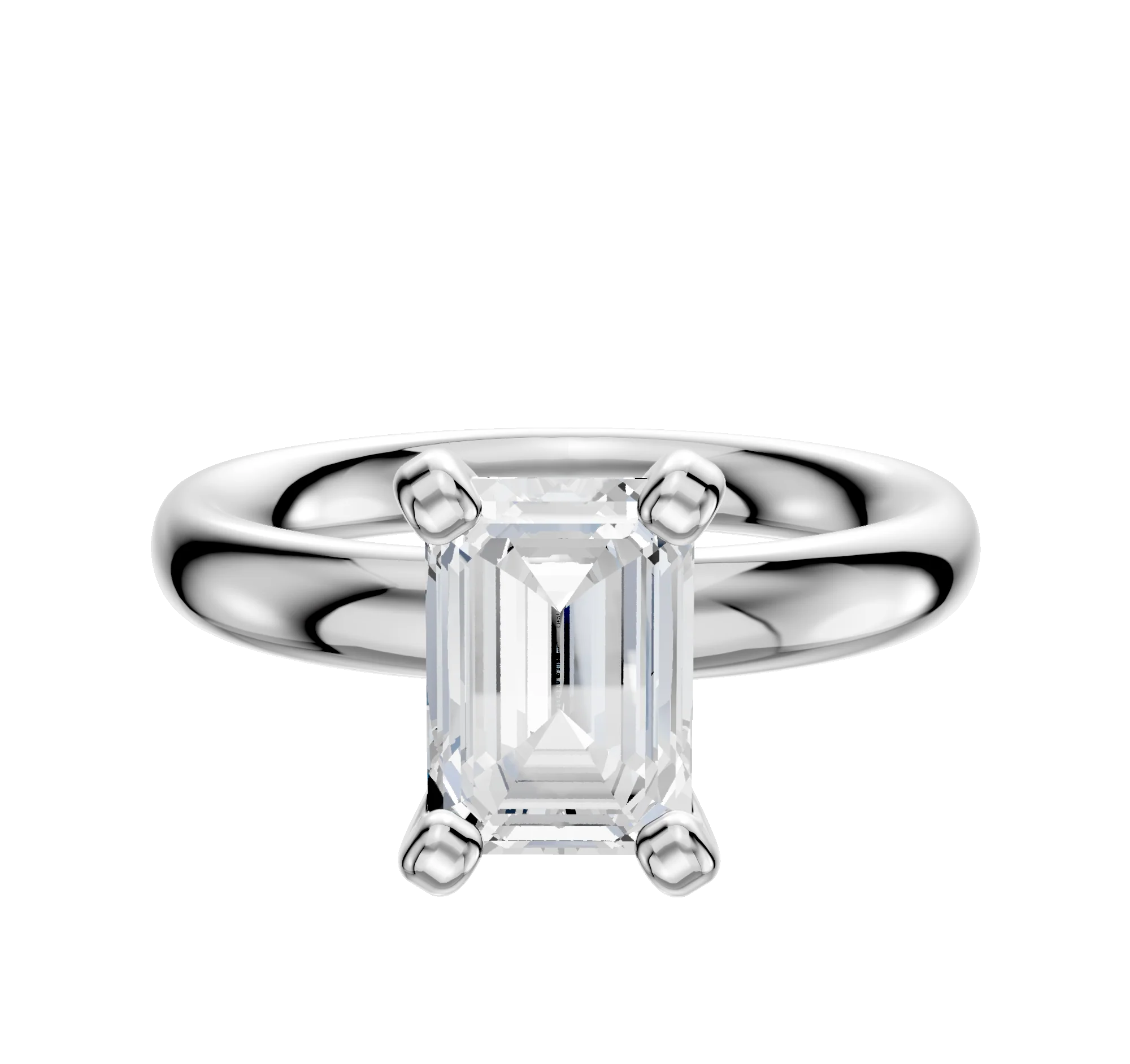 18K White Gold 4 Prong Classic Dome 3.0mm Engagement Ring