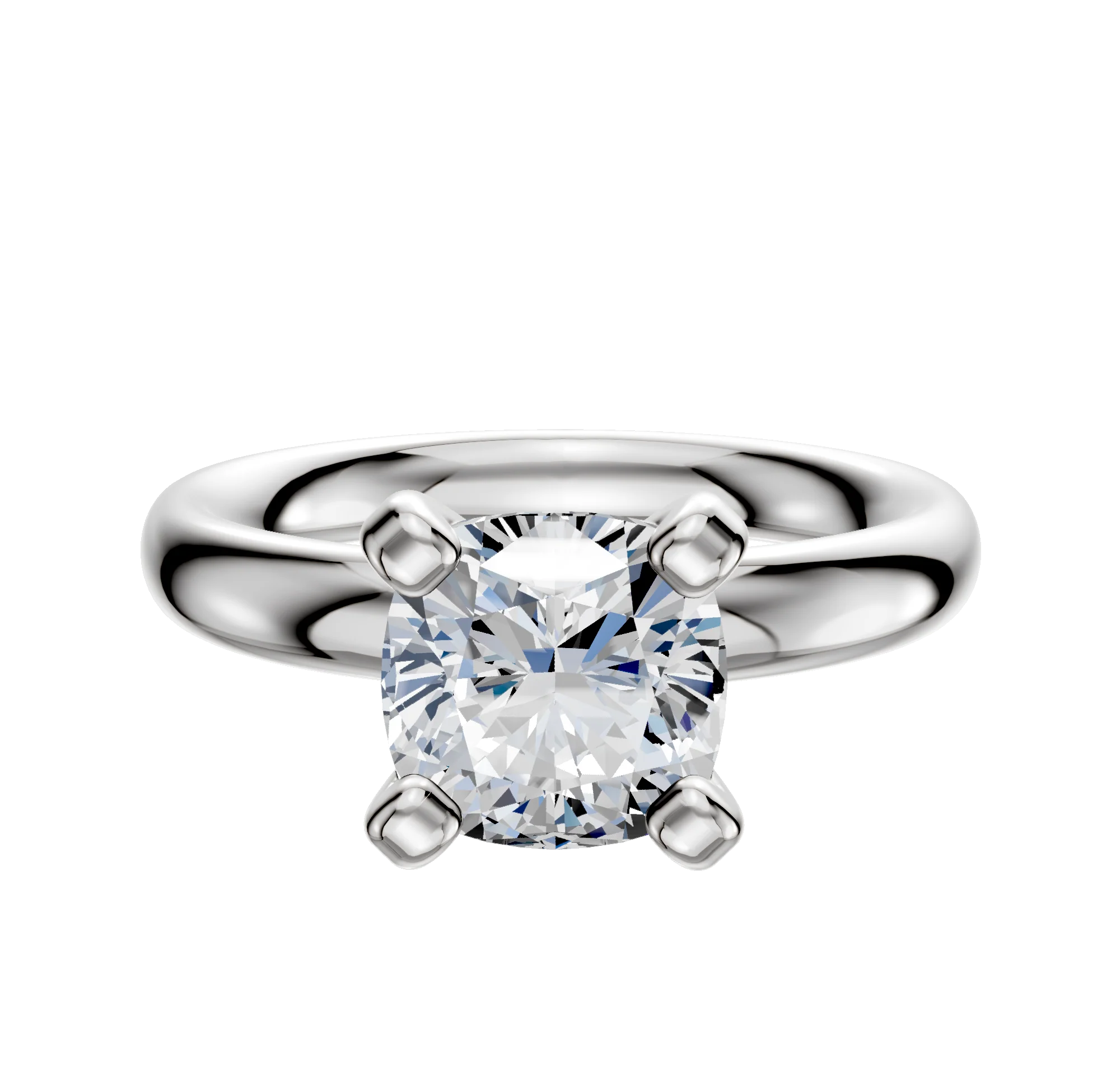18K White Gold 4 Prong Classic Dome 3.0mm Engagement Ring