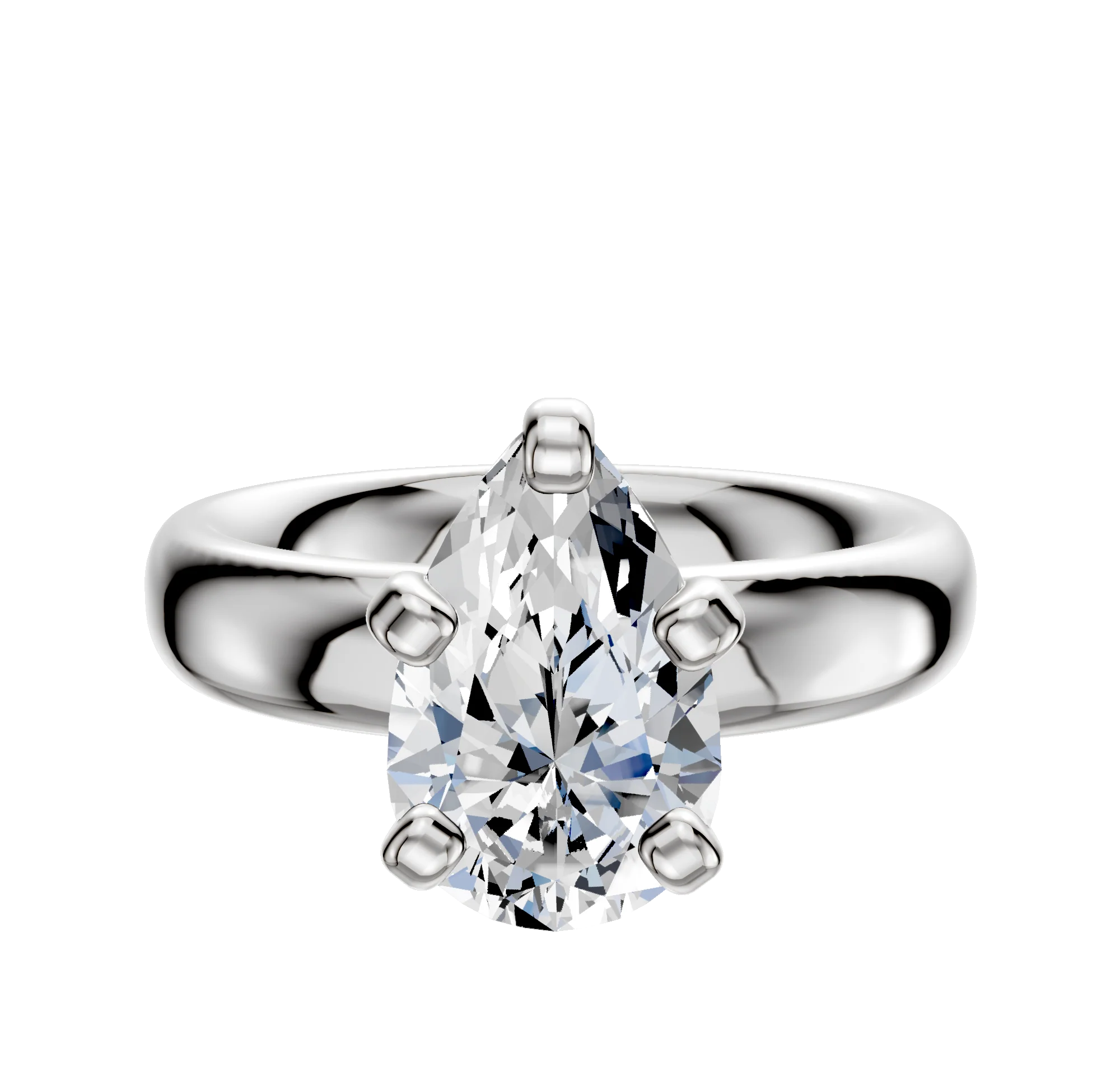18K White Gold 4 Prong Classic Dome 4.0mm Engagement Ring