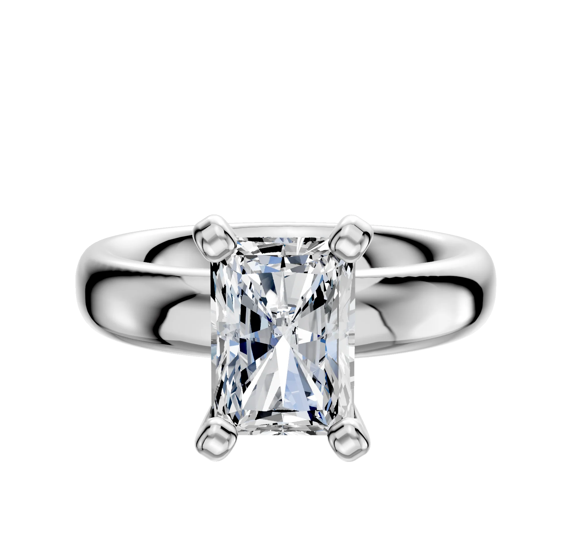 18K White Gold 4 Prong Classic Dome 4.0mm Engagement Ring