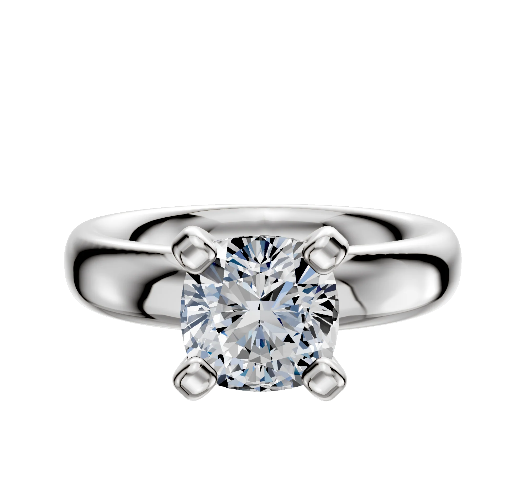 18K White Gold 4 Prong Classic Dome 4.0mm Engagement Ring