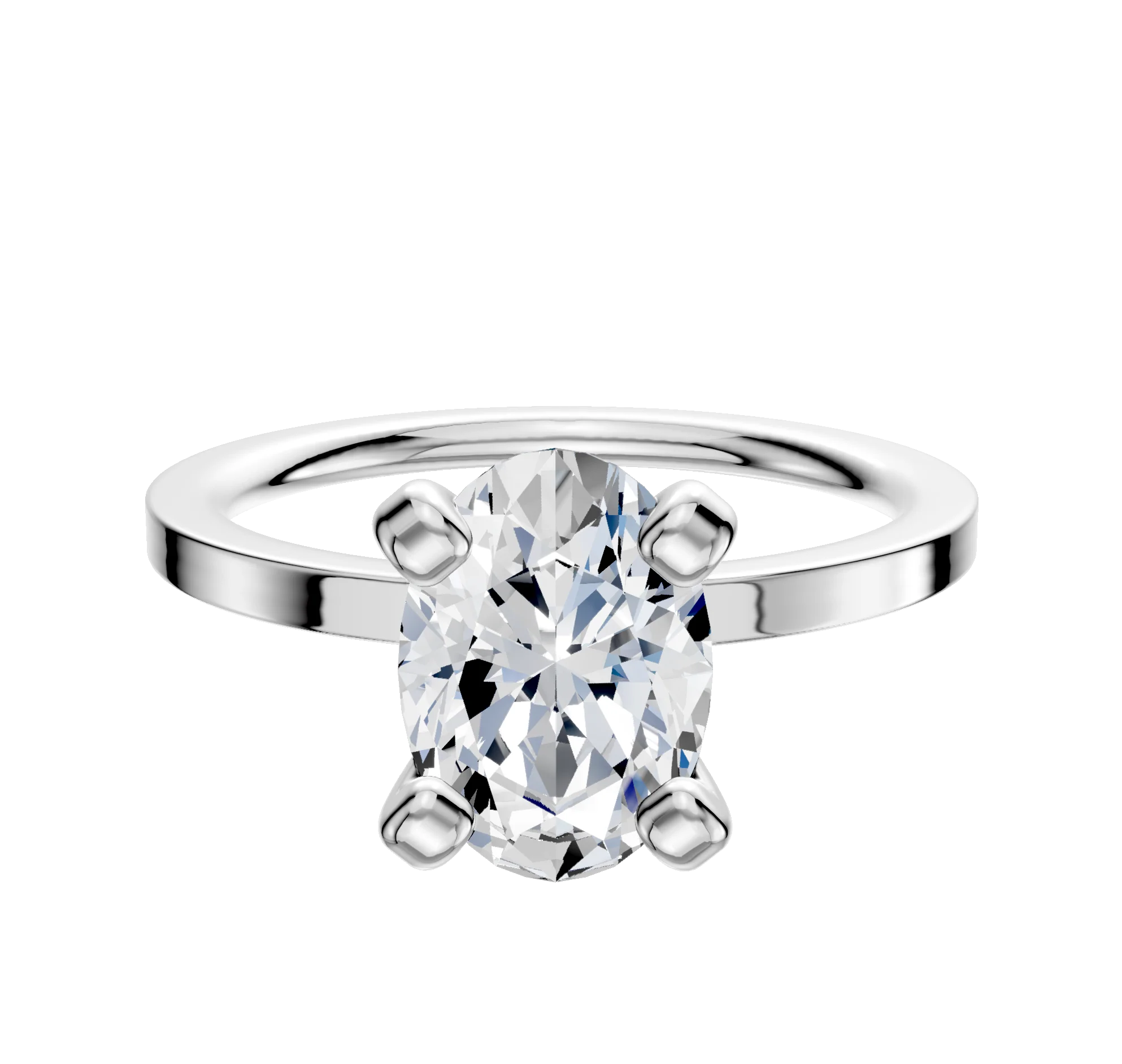 18K White Gold 4 Prong Classic Flat 1.5mm Engagement Ring