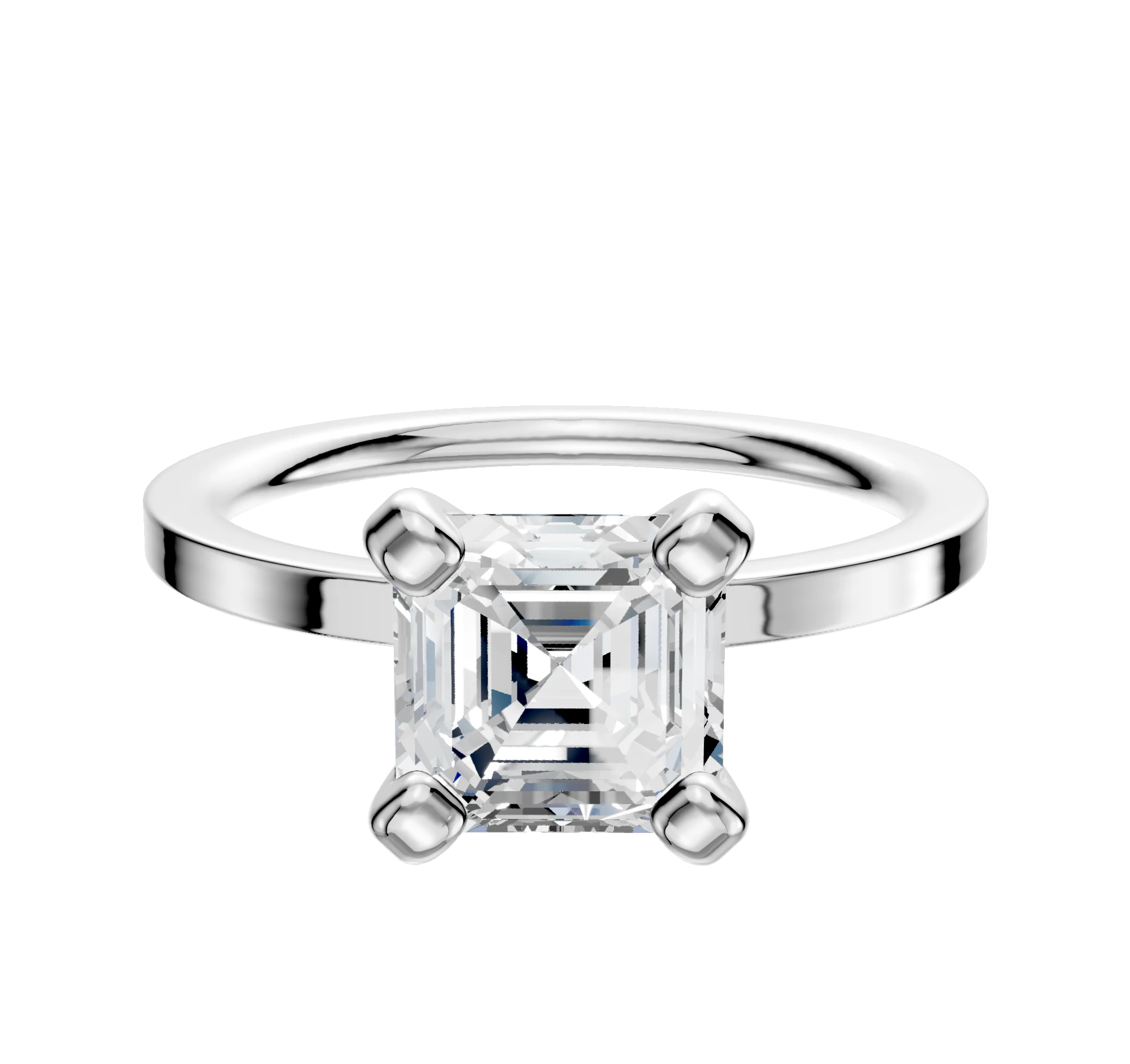18K White Gold 4 Prong Classic Flat 1.5mm Engagement Ring