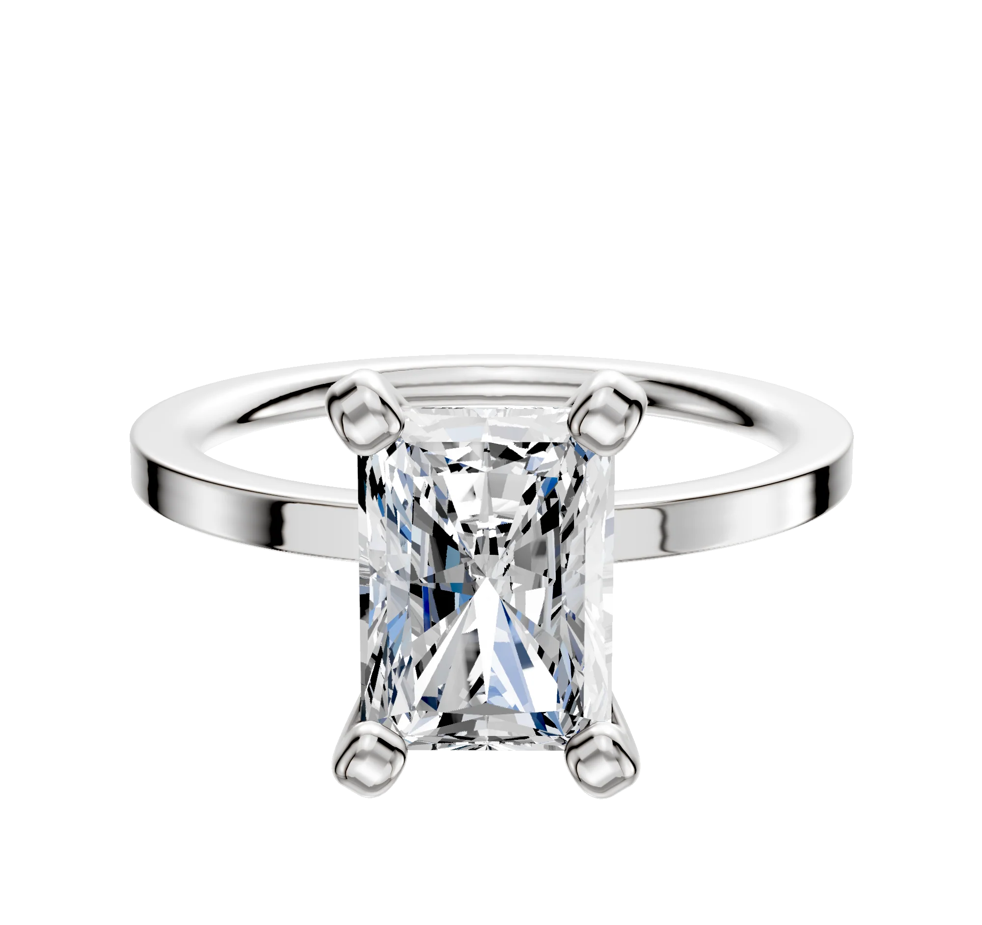 18K White Gold 4 Prong Classic Flat 1.5mm Engagement Ring