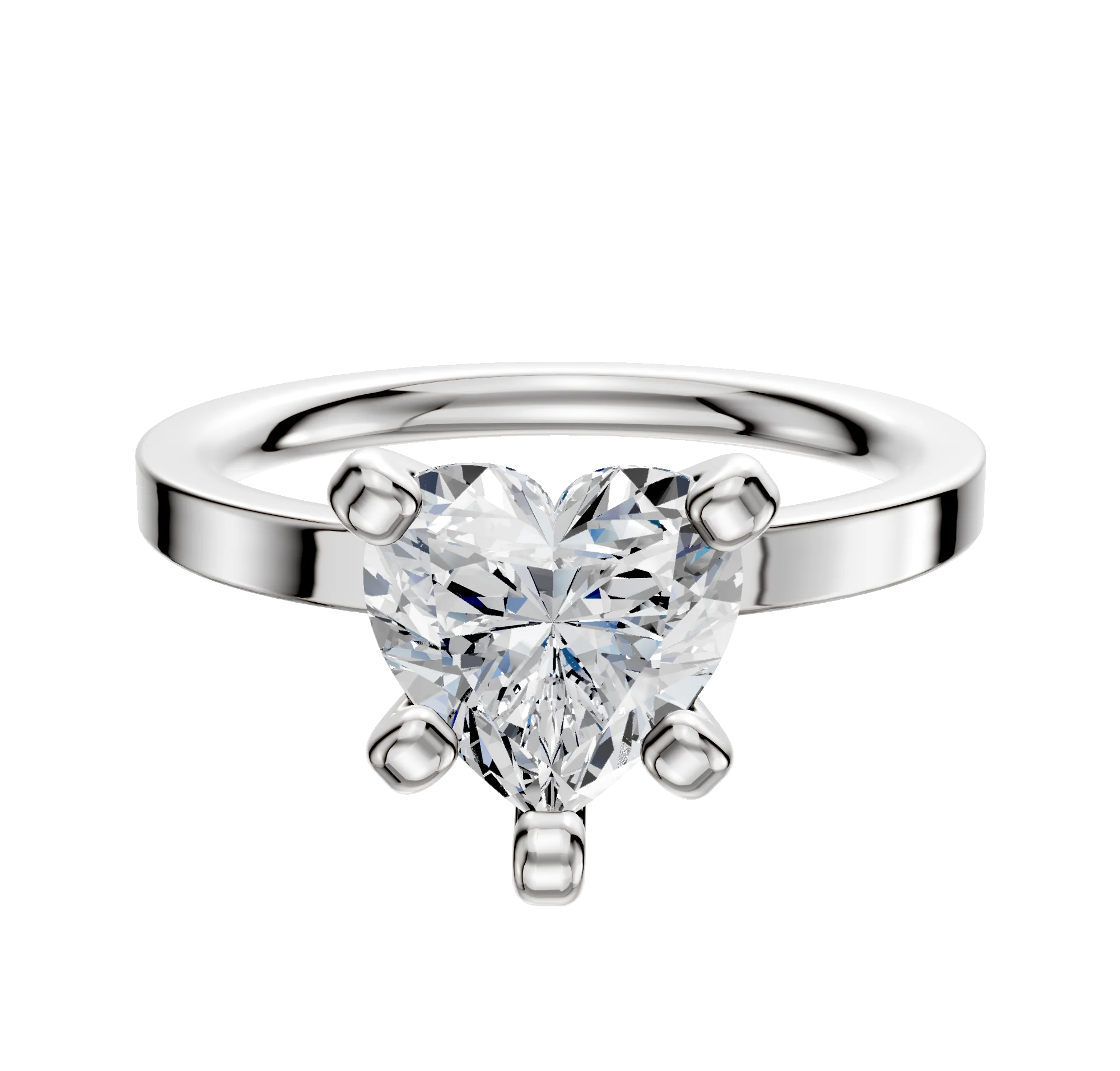 18K White Gold 4 Prong Classic Flat 2.0mm Engagement Ring