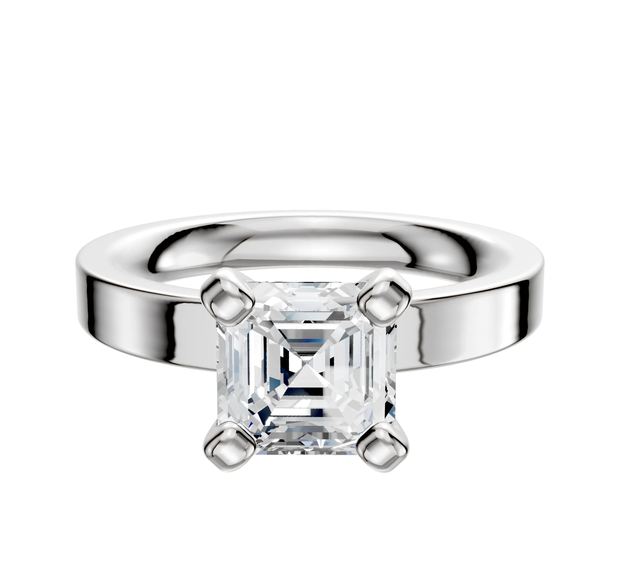 18K White Gold 4 Prong Classic Flat 3.0mm Engagement Ring