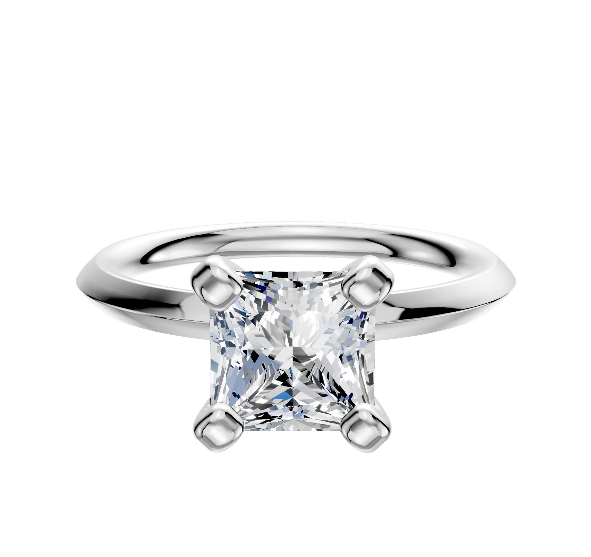 18K White Gold 4 Prong Classic Knife Edge 2.0mm Engagement Ring