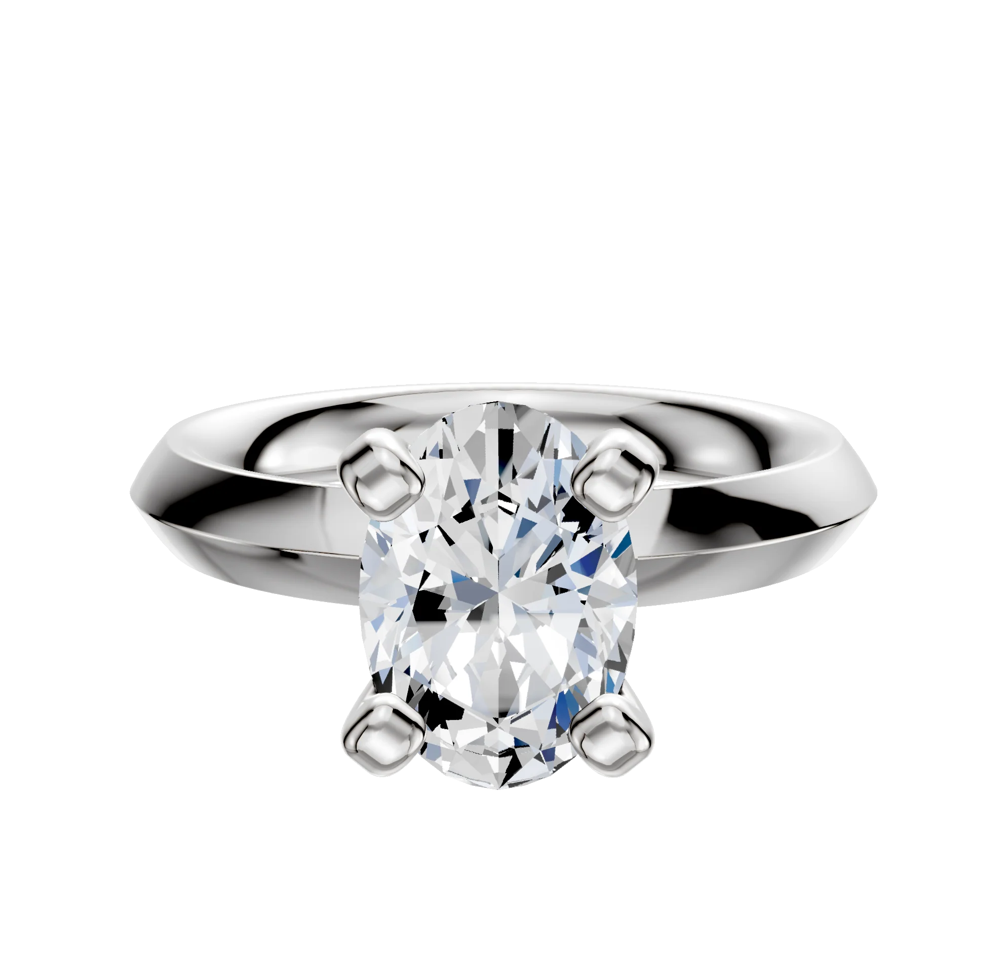 18K White Gold 4 Prong Classic Knife Edge 3.0mm Engagement Ring