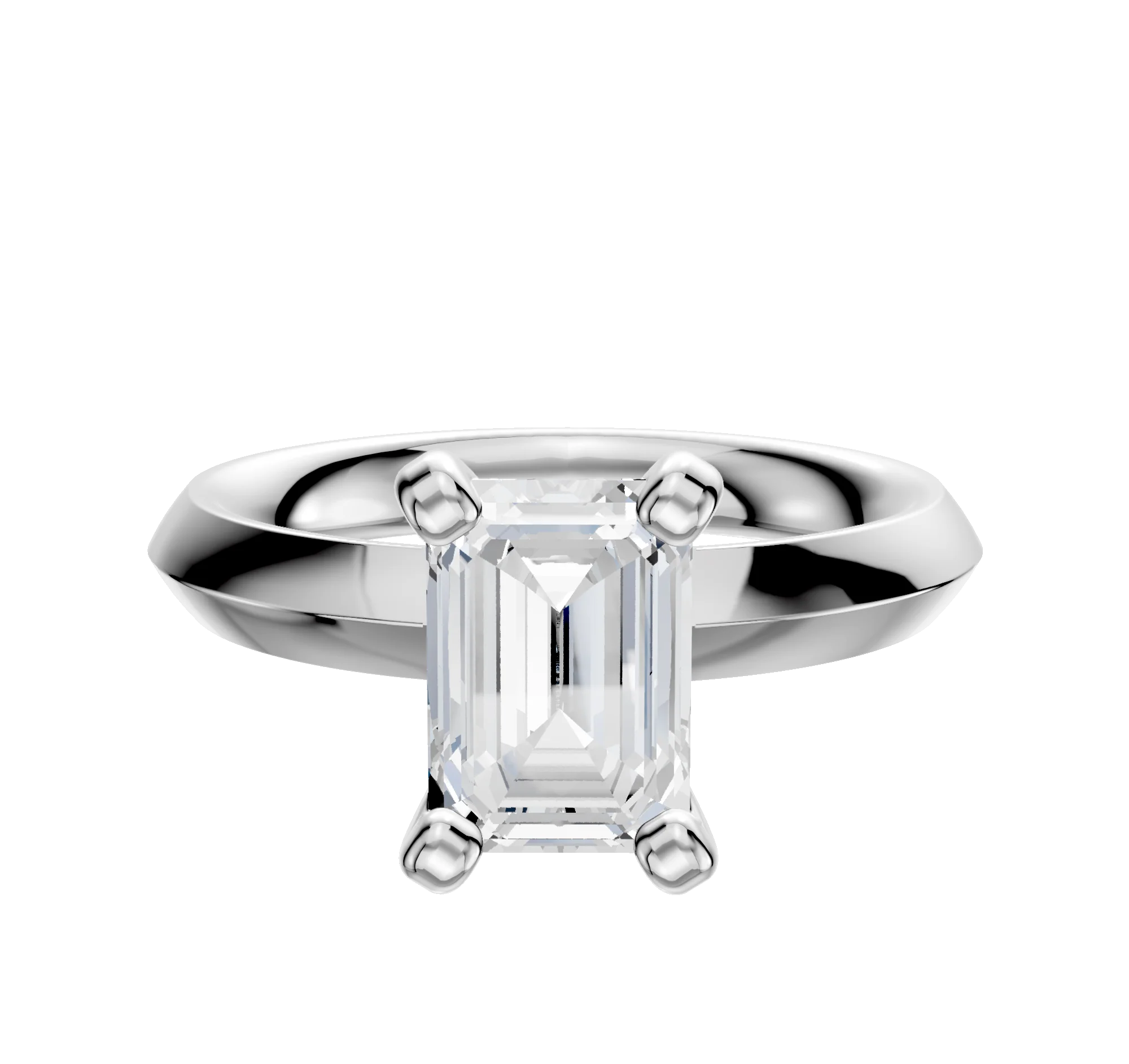 18K White Gold 4 Prong Classic Knife Edge 3.0mm Engagement Ring