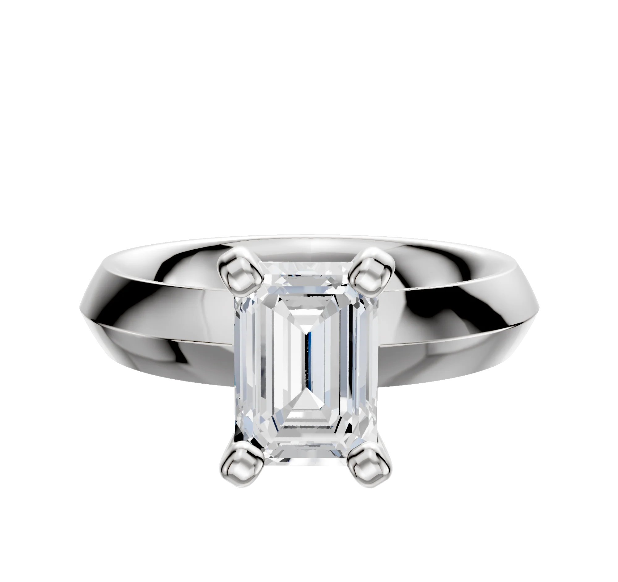 18K White Gold 4 Prong Classic Knife Edge 4.0mm Engagement Ring